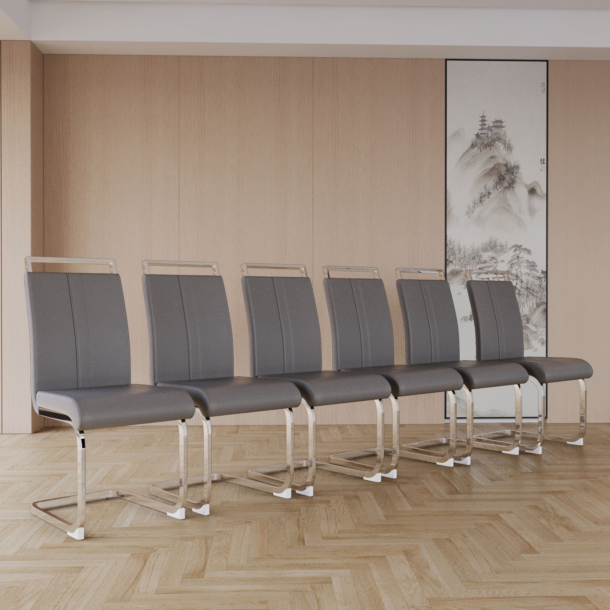 Modern Dining Chairs With Padded Seat, High Back