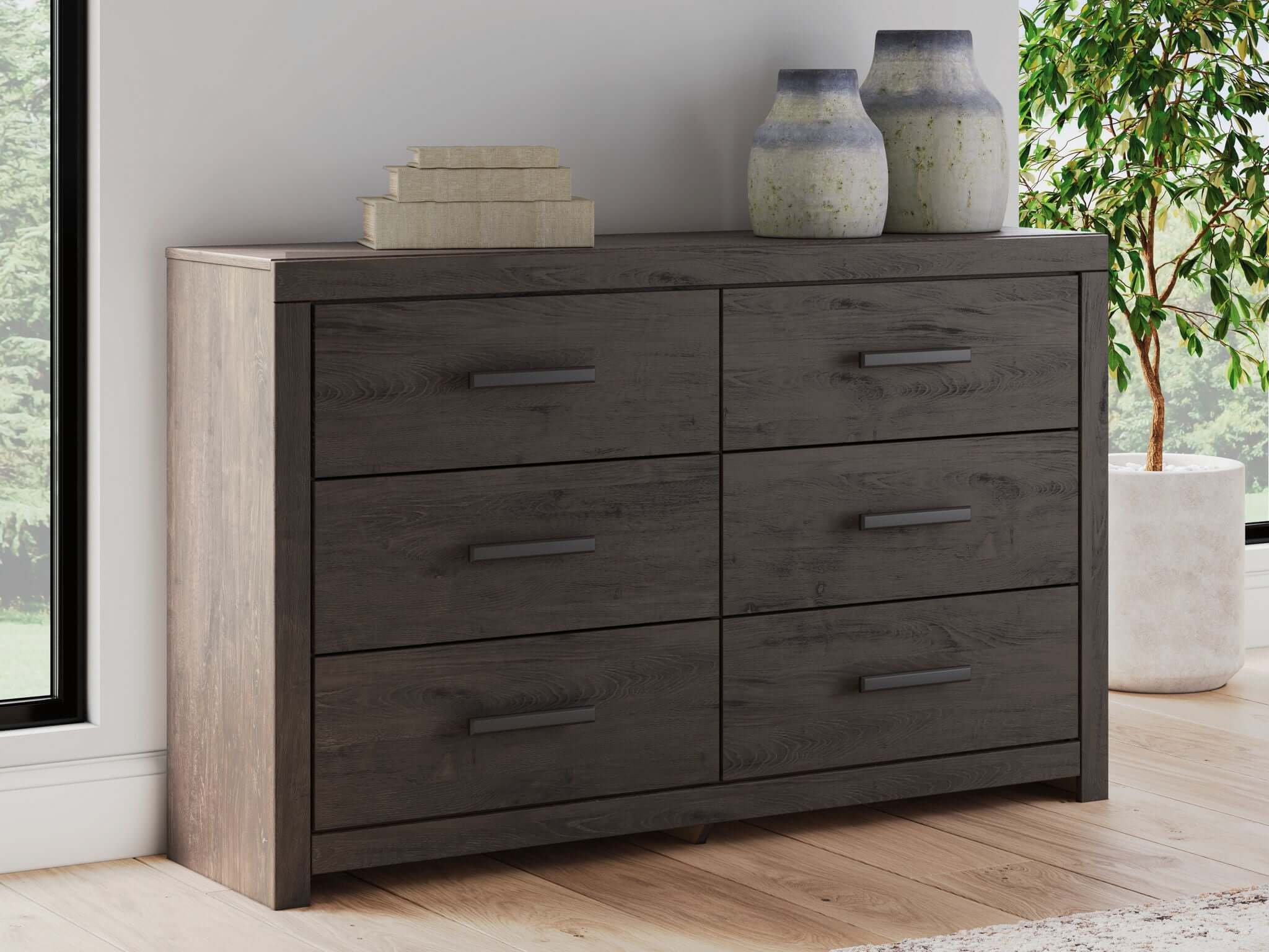 Prendonea - Six Drawer Dresser - Charcoal