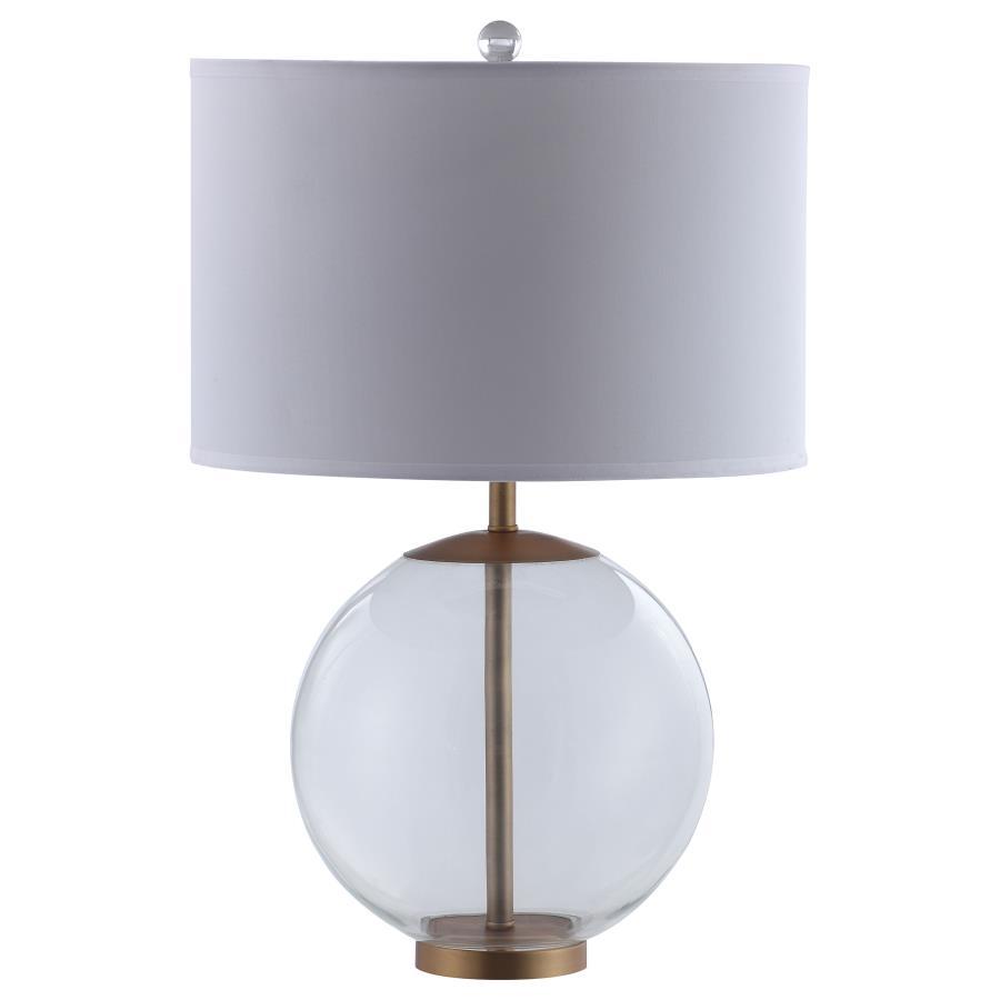 Coaster Fine Furniture Kenny - Drum Shade Clear Glass Table Lamp - Brass | Meri Furniture