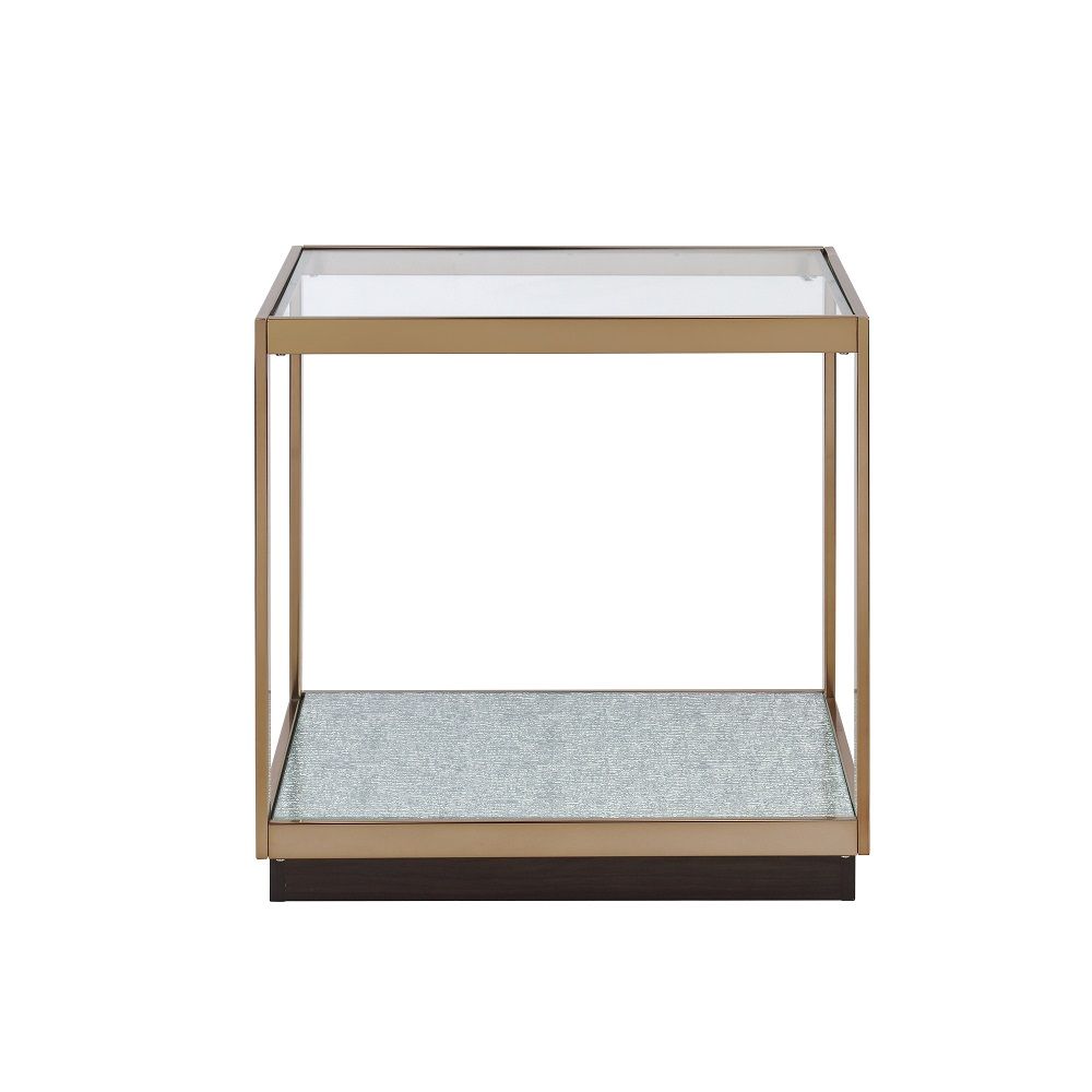 ACME Kaia - End Table - Glass & Gold | Meri Furniture