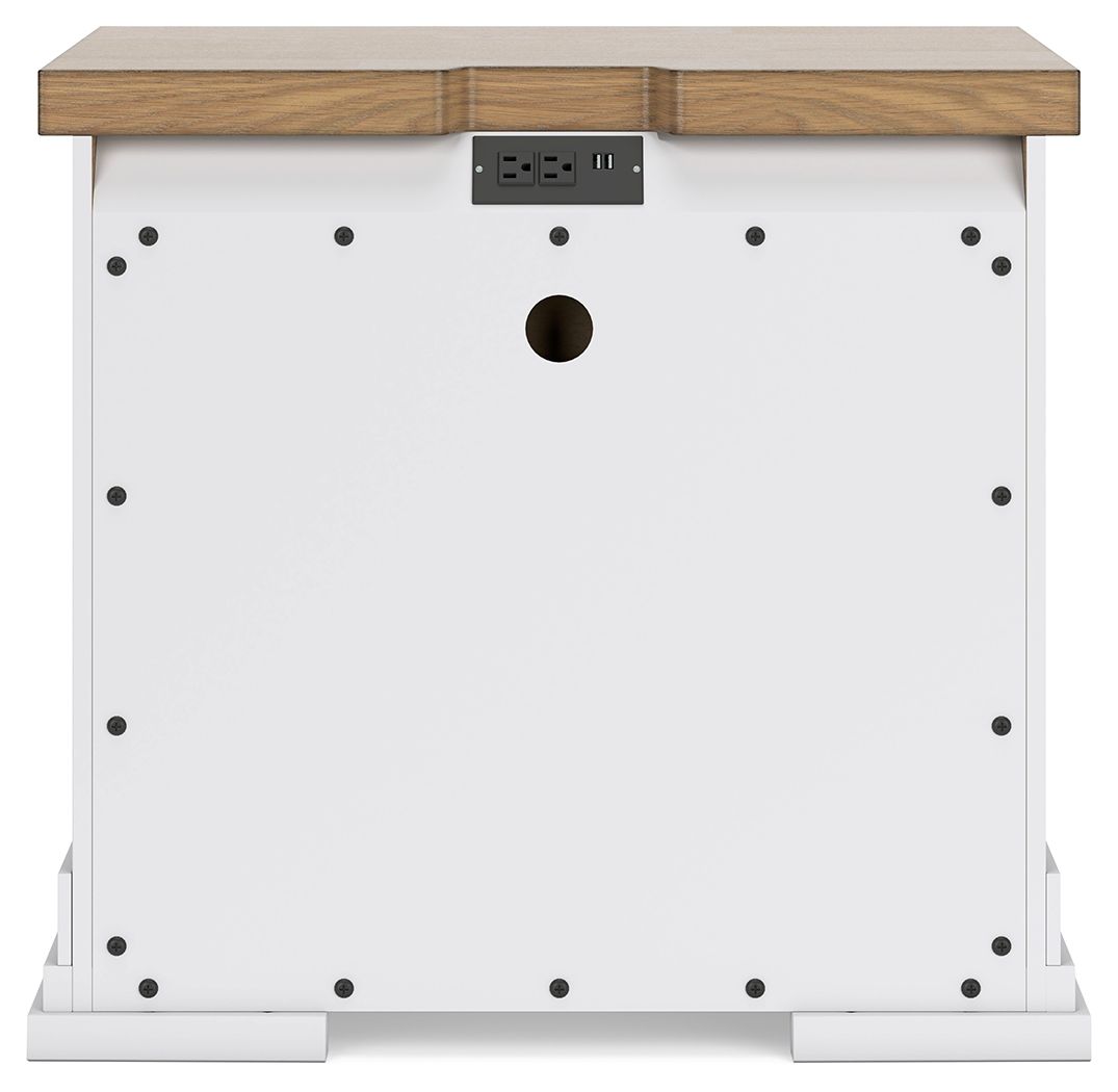 Ashbryn - Three Drawer Night Stand - White / Natural