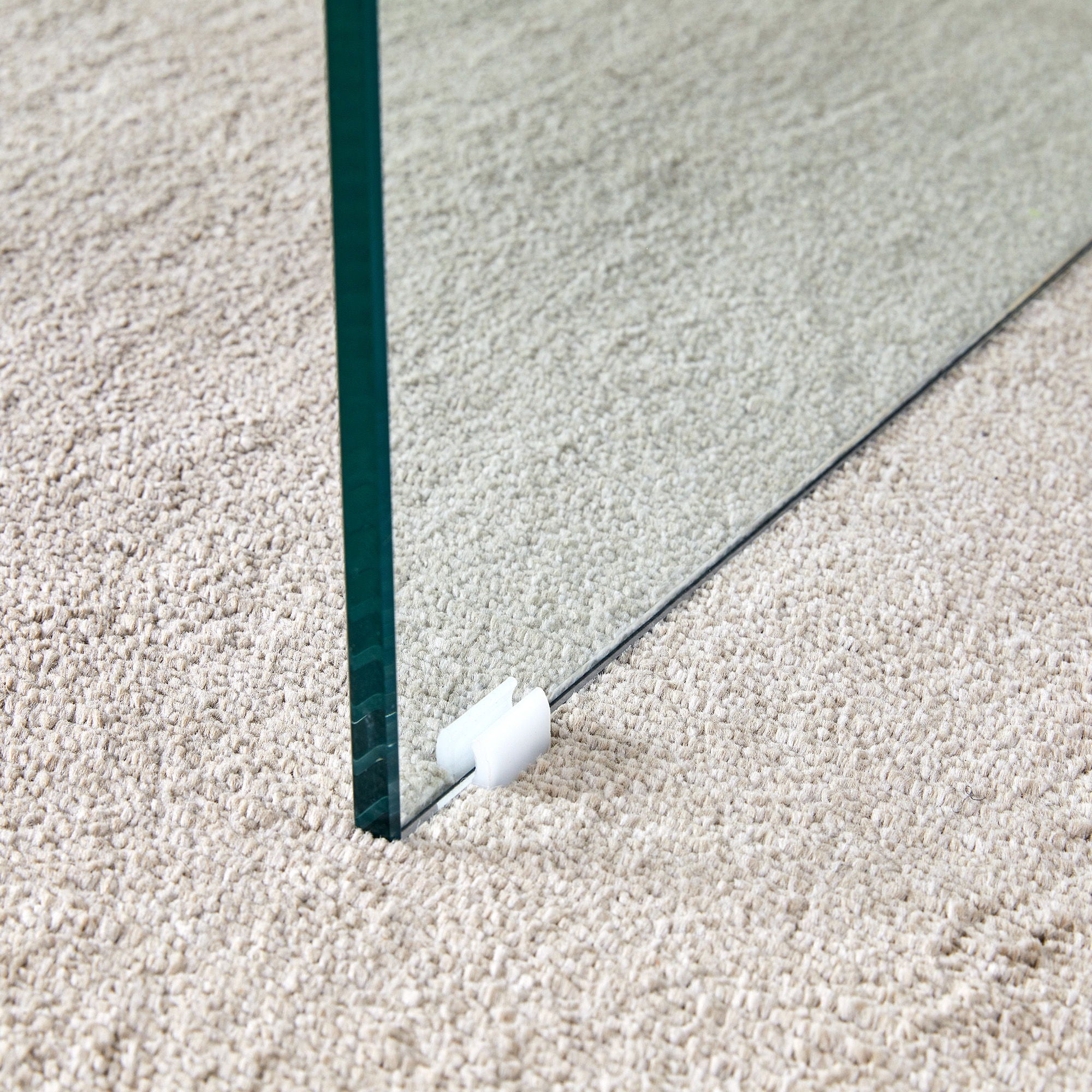 Natural Style Coffee Table With Glass Legs - Wood Grain Texture