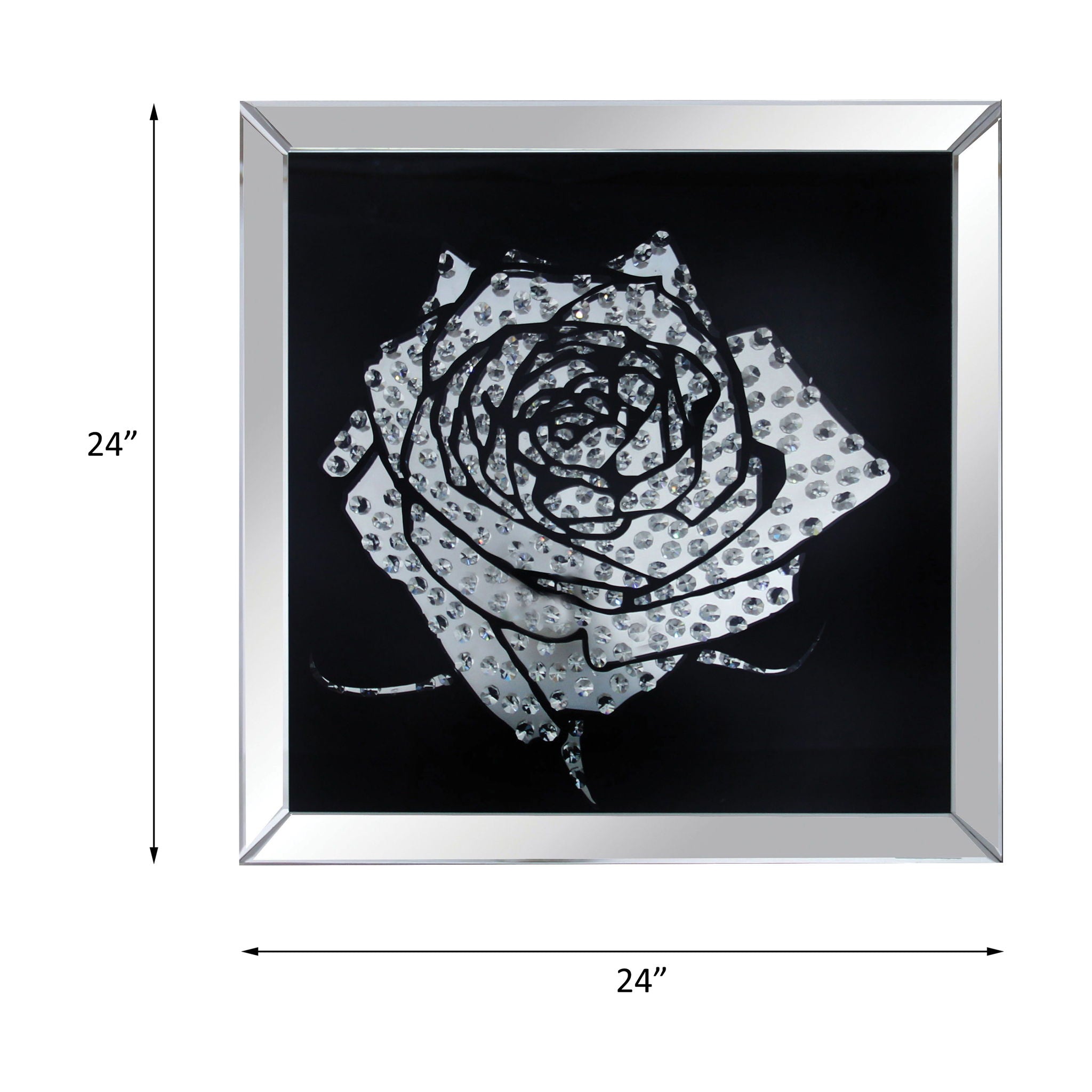 Talisha - Wall Art - Mirrored & Faux Crystal Rose