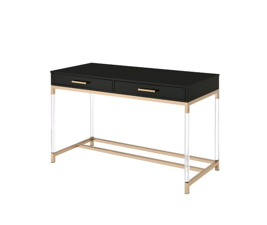 ACME Adiel - Desk - Black & Gold Finish | Meri Furniture