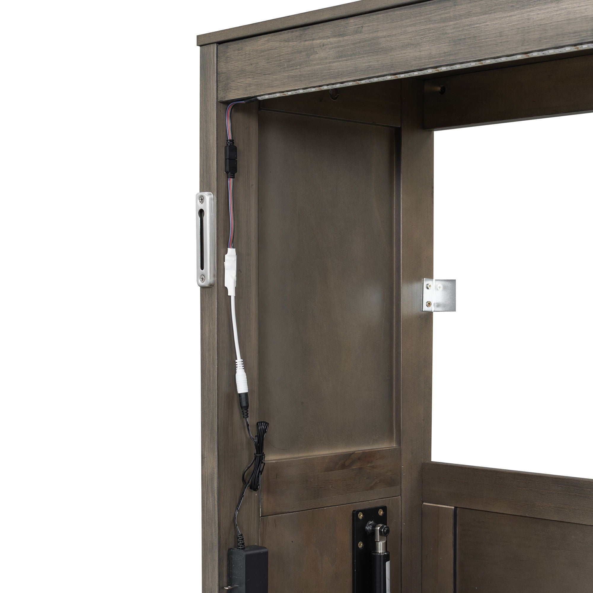 Murphy Bed With LED Light, Foldable Wall Bed Cabinet