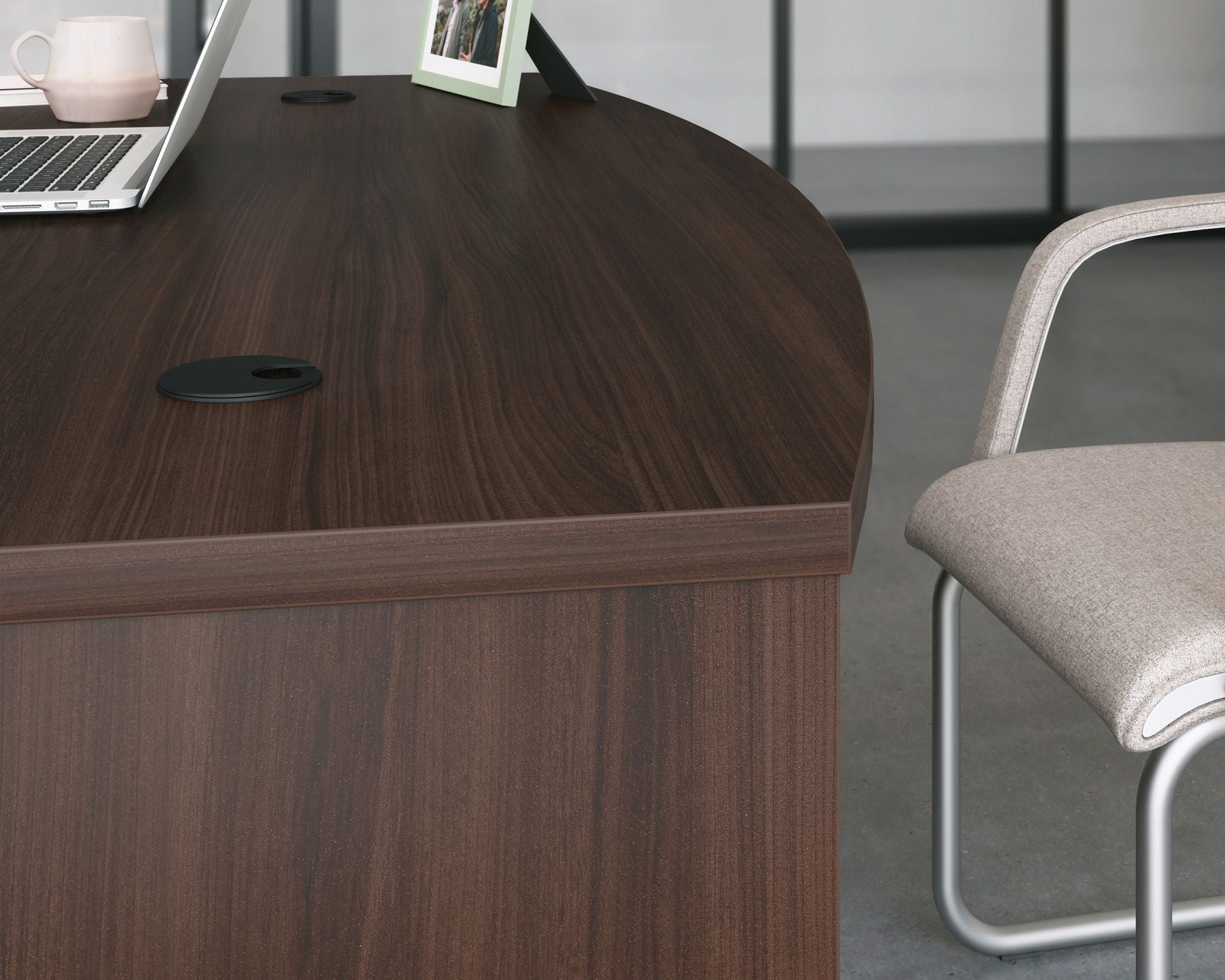 Affirm 60" Bowfront Executive Desk in Noble Elm