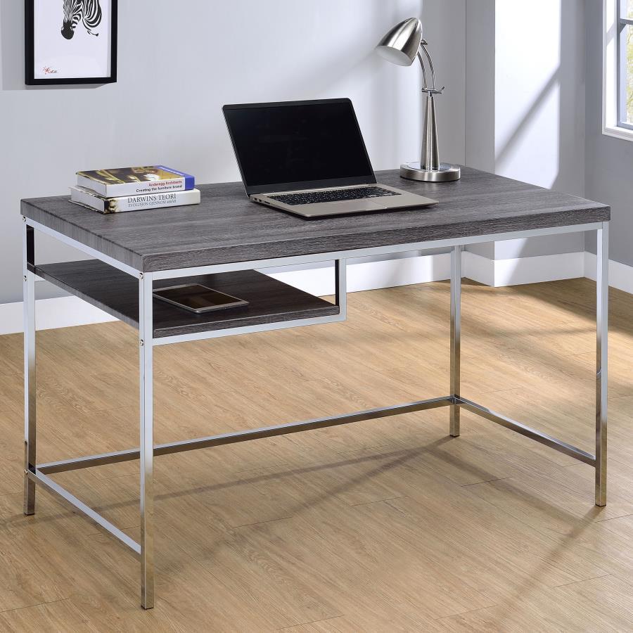 Coaster Fine Furniture Kravitz - 1-Shelf Writing Desk - Weathered Gray | Meri Furniture