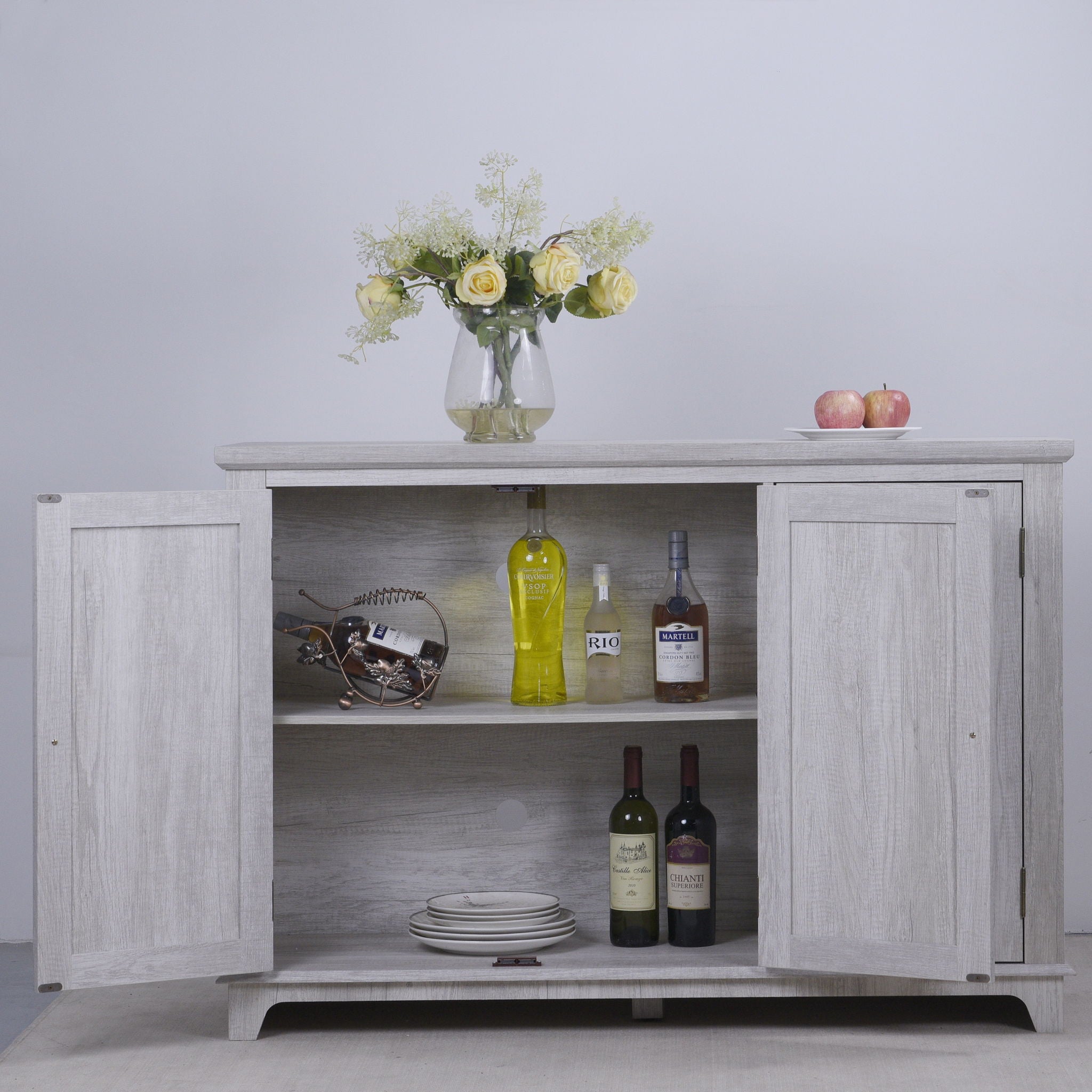 3 Door Mirrored Sideboard Cabinet With Adjustable Shelves