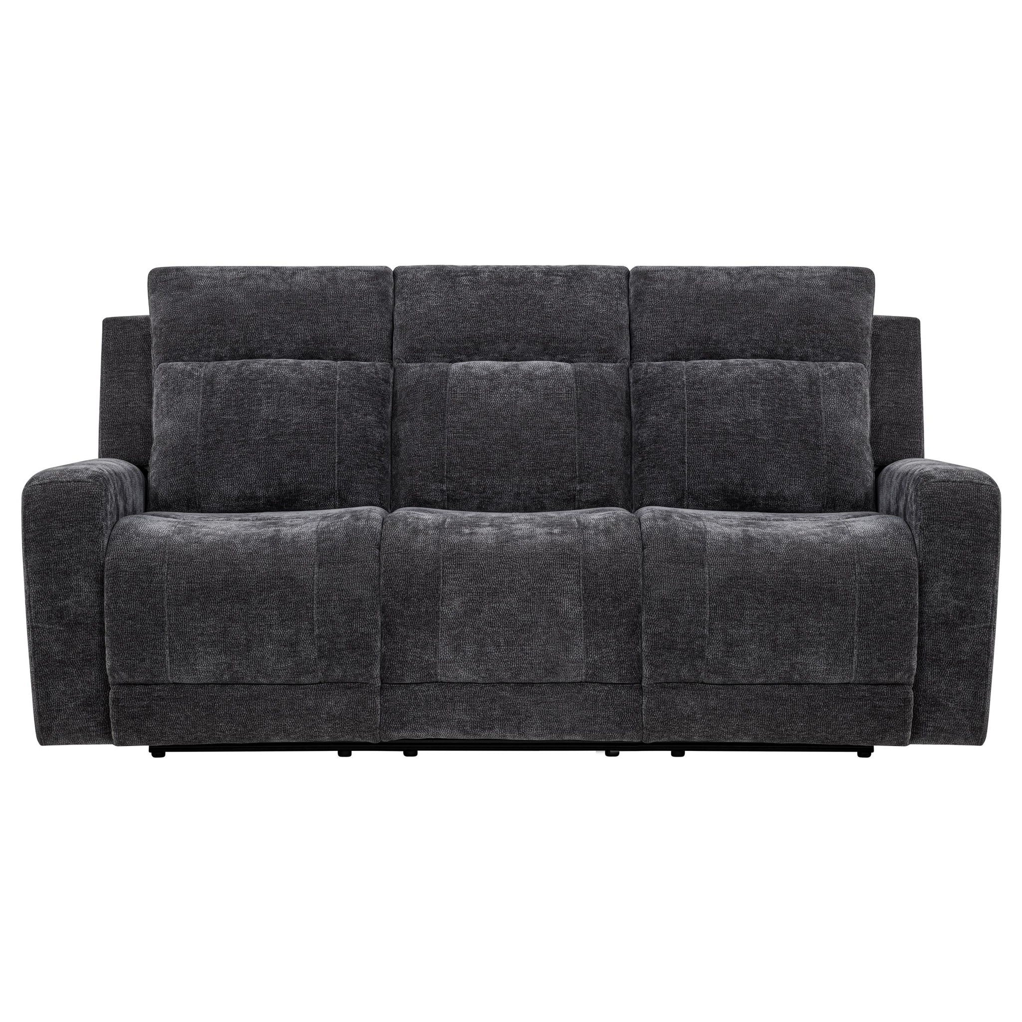 Kennett Chenille Upholstered Power Reclining Sofa Dark Grey