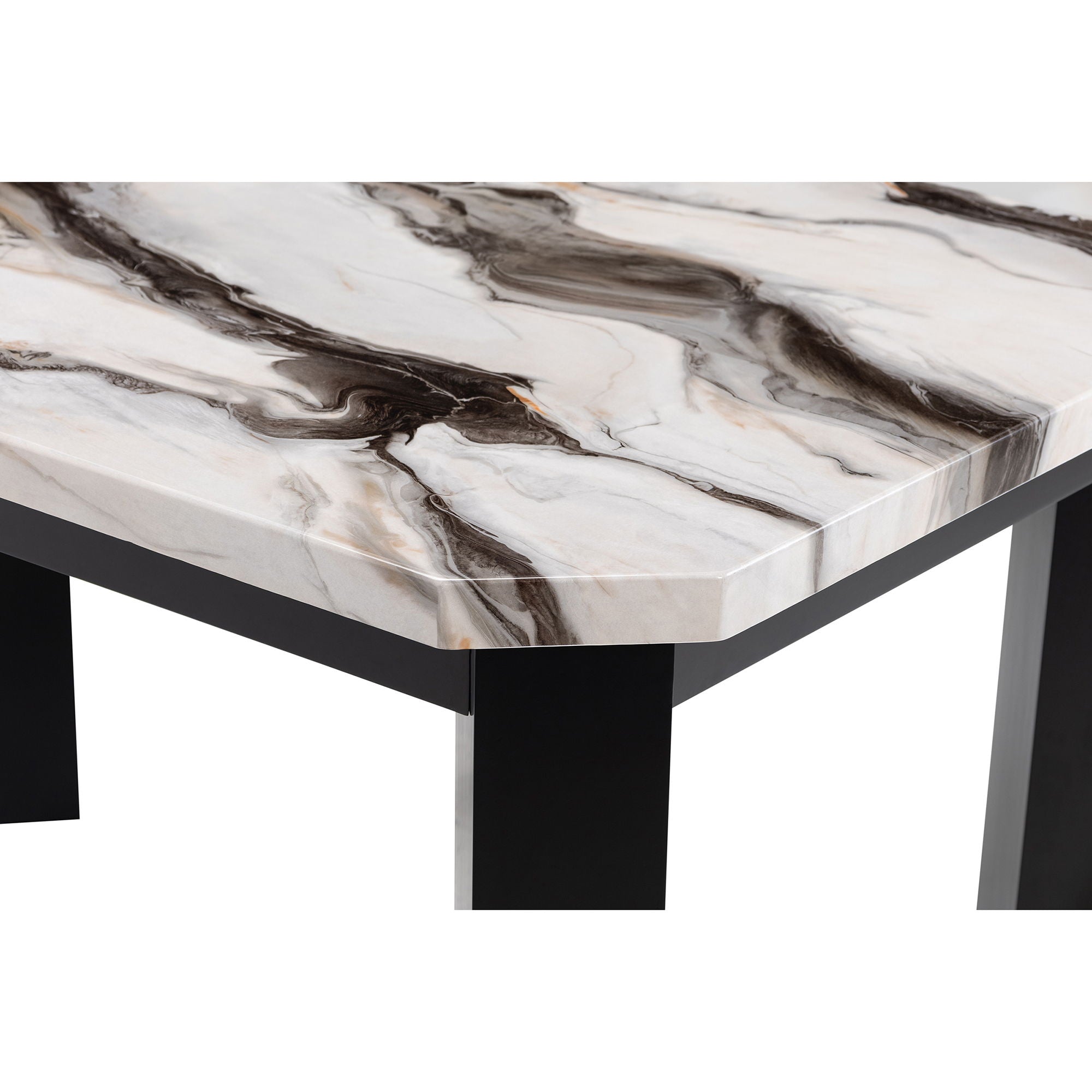 Magaly - Bar Table With Marbled Top Detail And Scalloped Edges - Dark Gray
