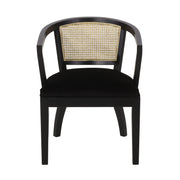 Elegant Dining Chair With Cane Web Backrests And Velvet Upholstery