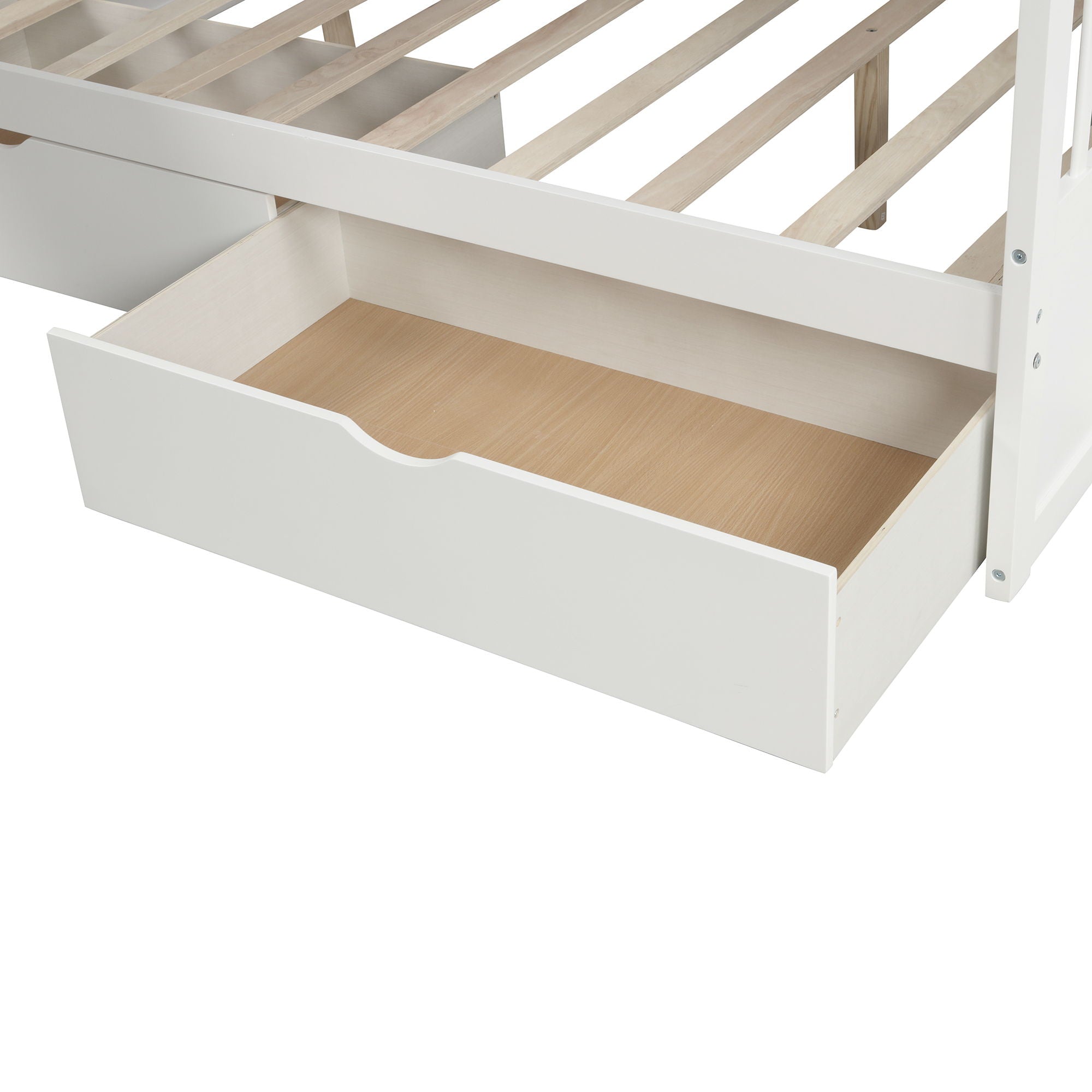 Bunk Bed With Storage Staircase, Slide, Desk, Drawers, And Shelves