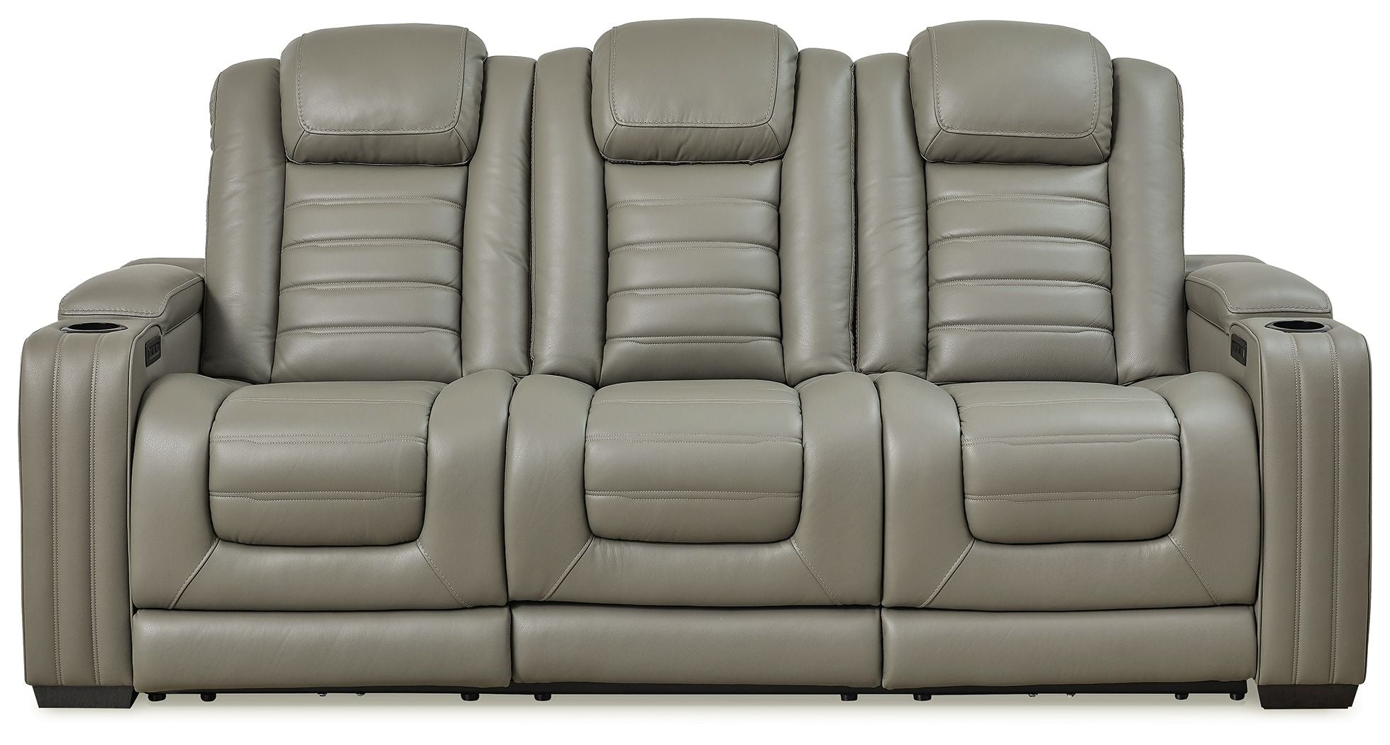 Signature Design by Ashley® Backtrack - Gray - Pwr Rec Sofa With Adj Headrest | Meri Furniture