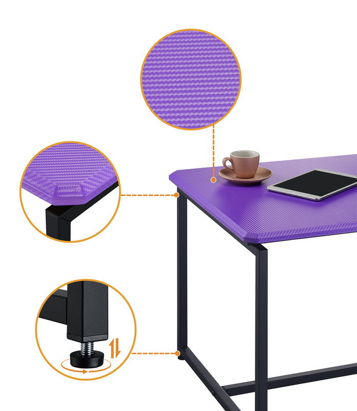 GT 3 Piece Violet Carbon Fiber Wrap 39.5"W Coffee Table and End Table Set