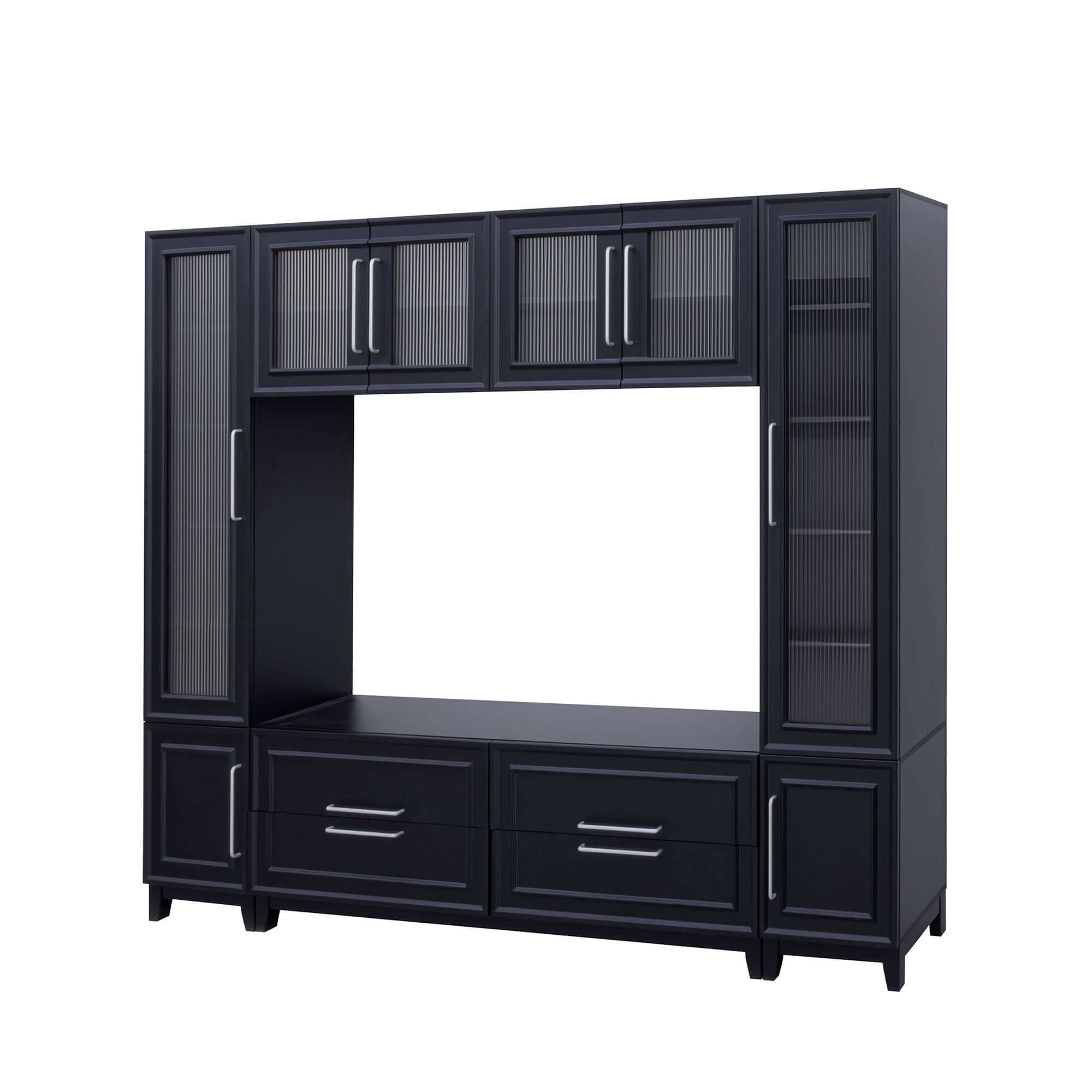 Wall Unit Modern Entertainment Center With Glass Doors