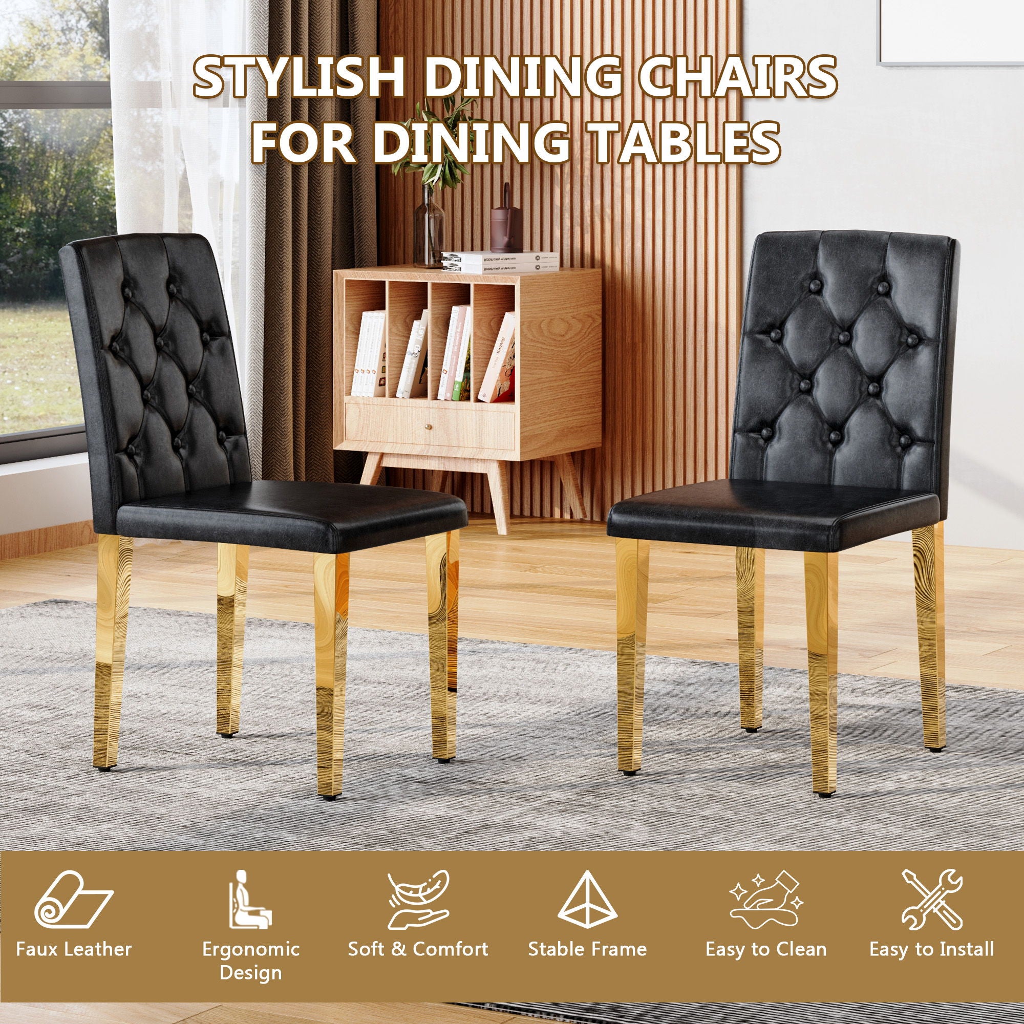 Dining Chairs With Ergonomic Buckle Backrest Comfort