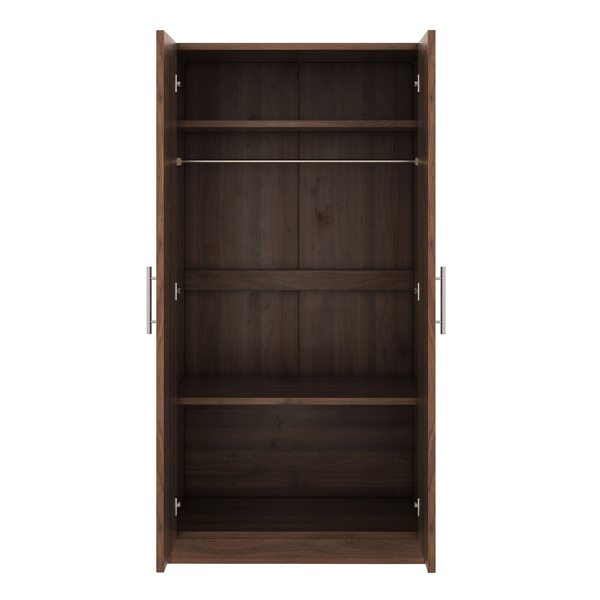 2 Door Wooden Wardrobe Armoire With 3 Storage Shelves - Brown
