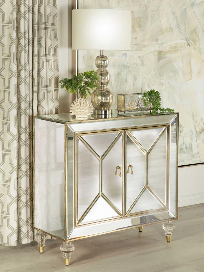 Coaster Fine Furniture Lupin - 2-Door Mirrored Storage Accent Cabinet - Champagne | Meri Furniture