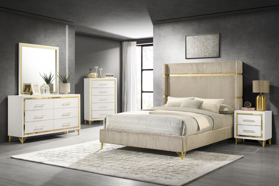 Coaster Fine Furniture Lucia - Bedroom Set With Upholstered Wingback Panel Bed | Meri Furniture