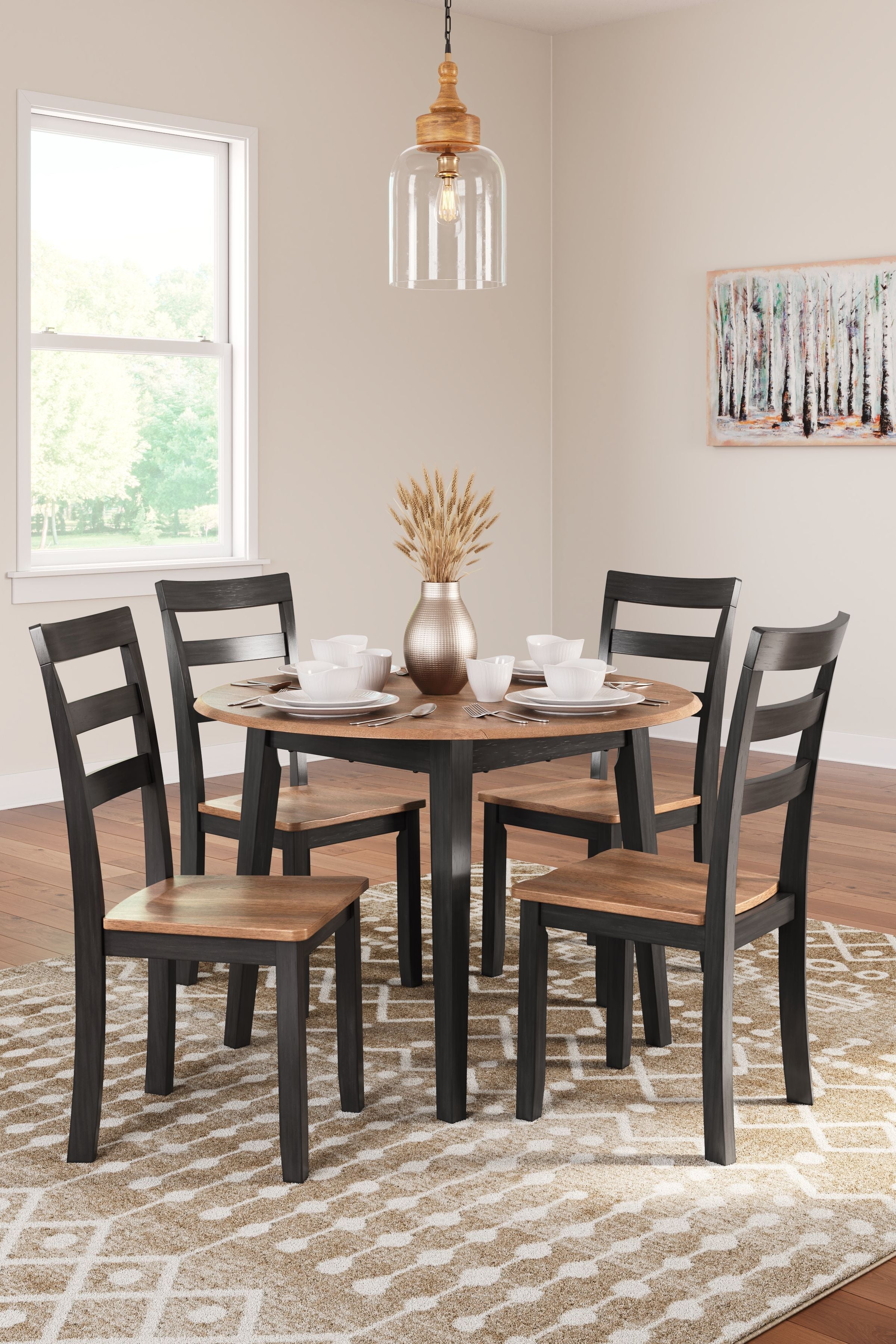 Signature Design by Ashley® Gesthaven - Round Dining Room Drop Leaf Table Set | Meri Furniture