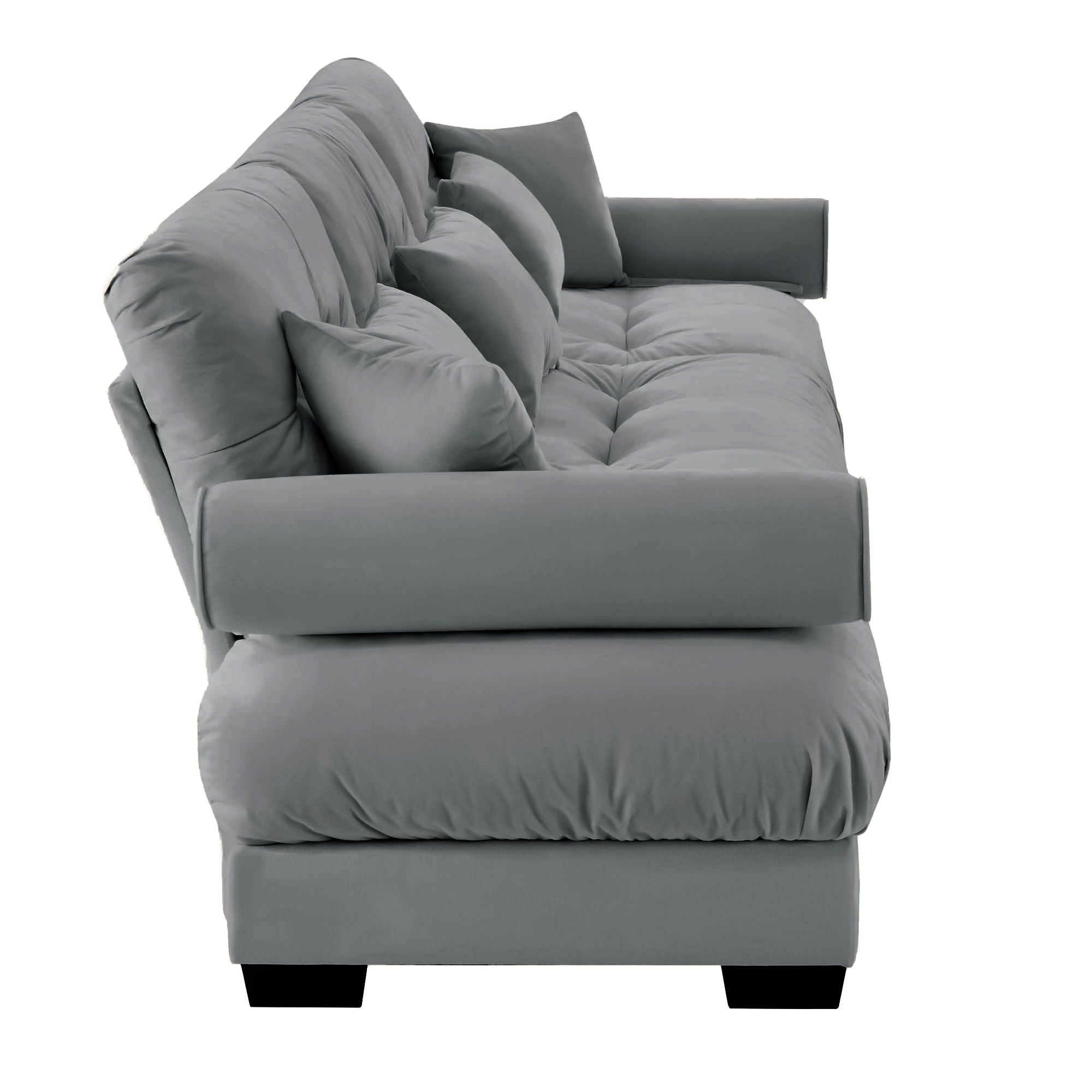 Modern Oversize Sofa With Cloud Like Comfort, Featuring Waist And Throw Pillows