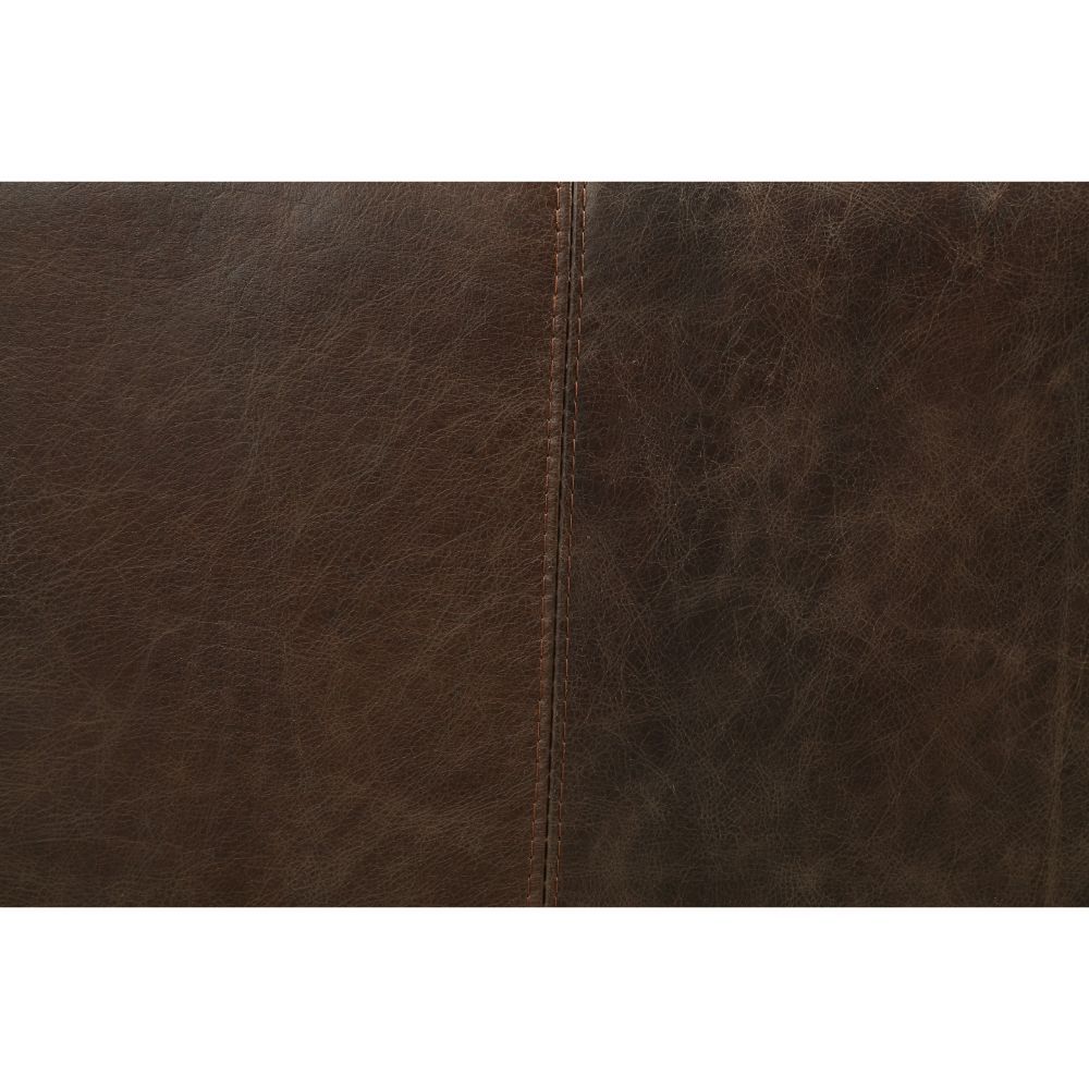 ACME Winchester - Loveseat - Aluminum & Distress Espresso Top Grain Leather | Meri Furniture
