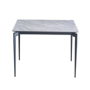 Modern Sintered Stone Dining Table Glossy Rock Surface Family Dining Table For 8 People With Sturdy Metal Legs Contemporary Kitchen Restaurant Furniture - Black / Gray