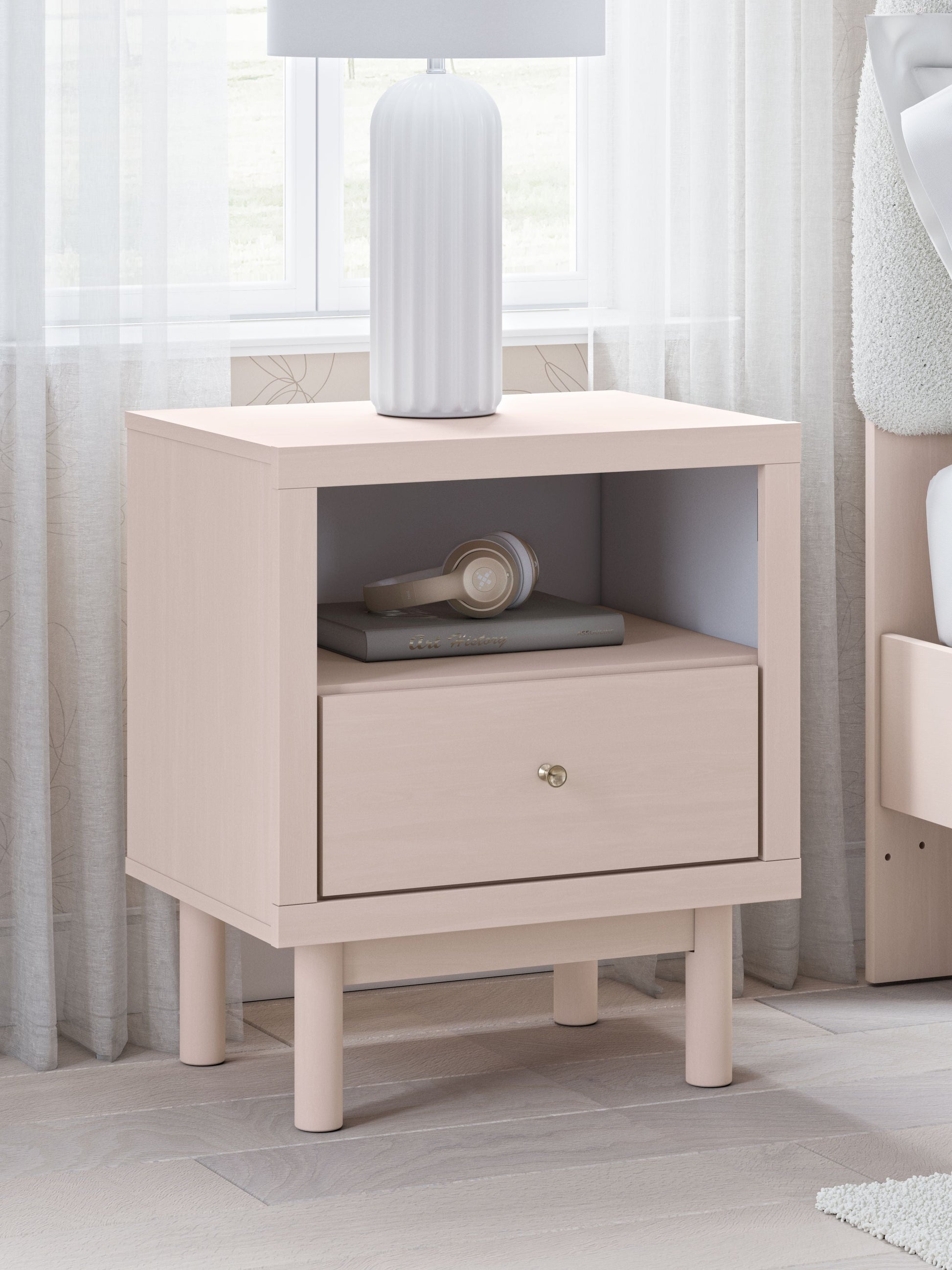 Signature Design by Ashley® Wistenpine - Blush - One Drawer Night Stand | Meri Furniture