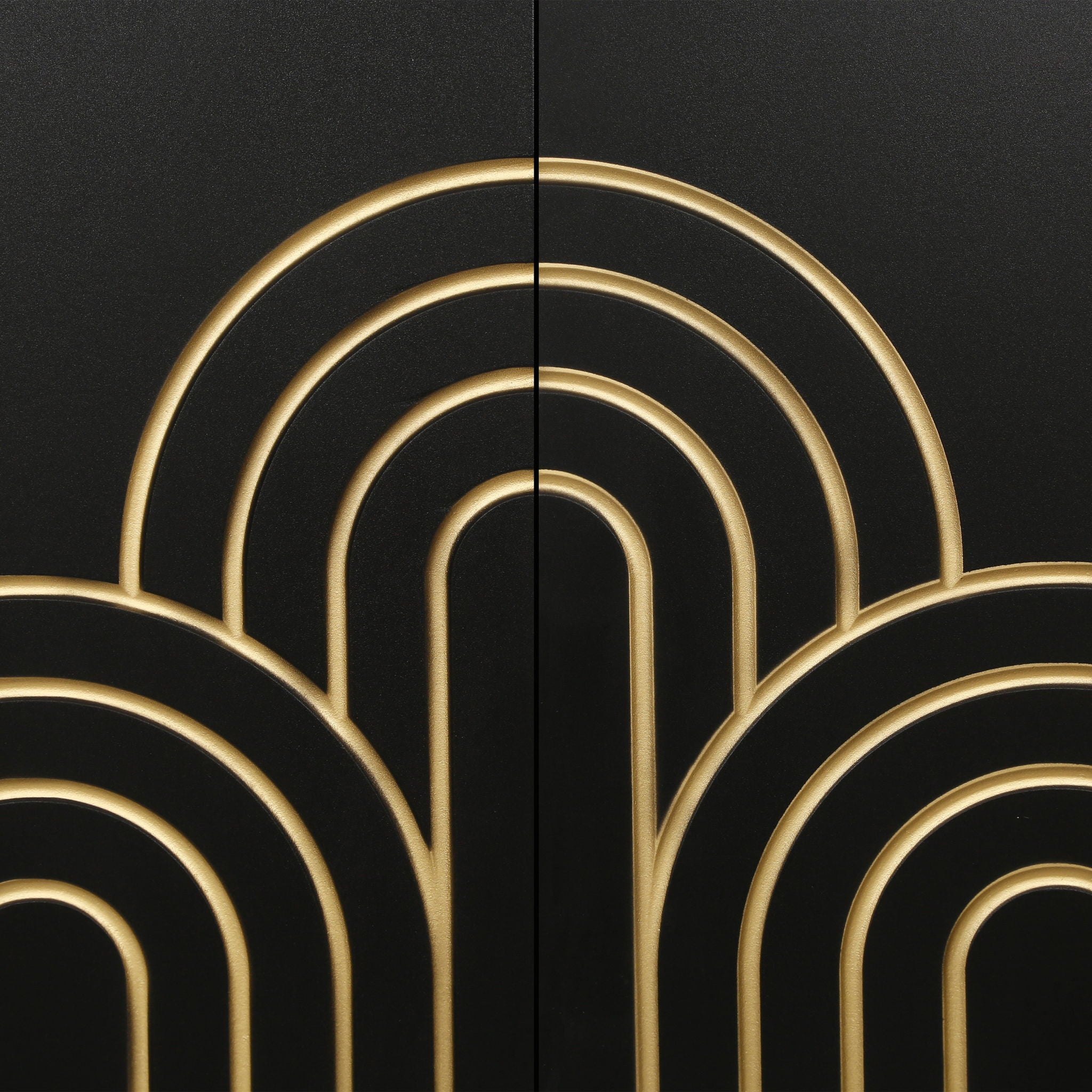 Modern Fluted Sideboard Buffet With Storage, Curve Element, 4 Doors With Adjustable Shelves