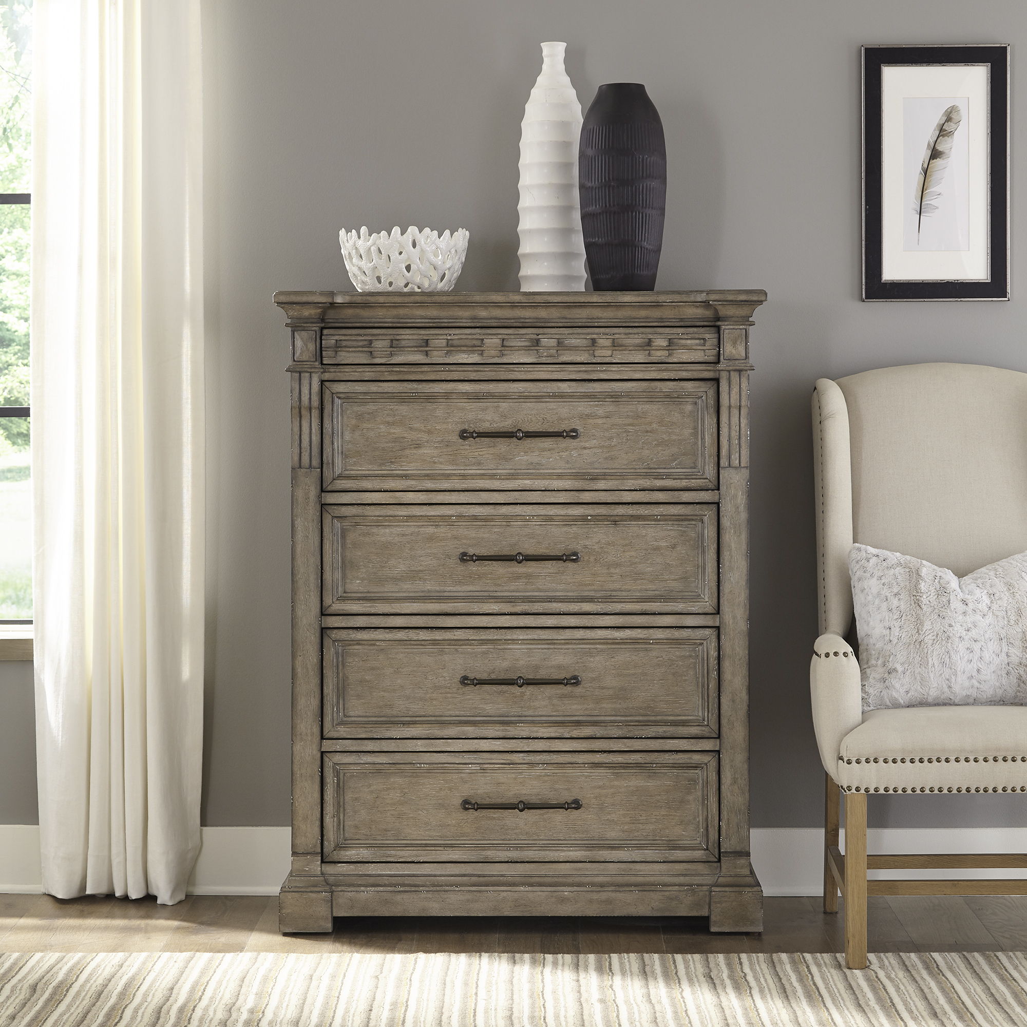 Liberty Furniture Town & Country - 5 Drawer Chest - Medium Brown | Meri Furniture
