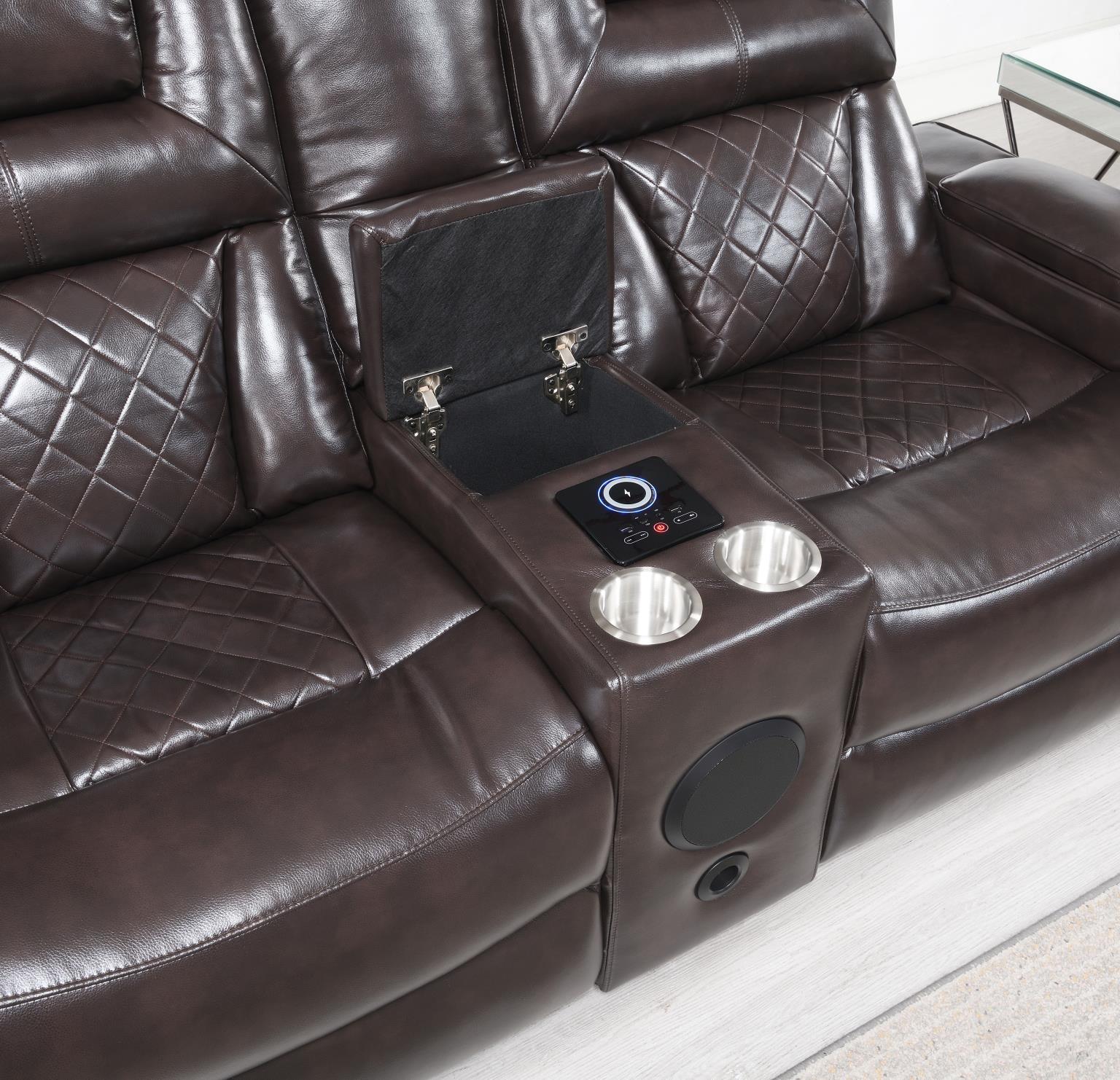 U104 - Power Reclining Sofa - Dark Brown