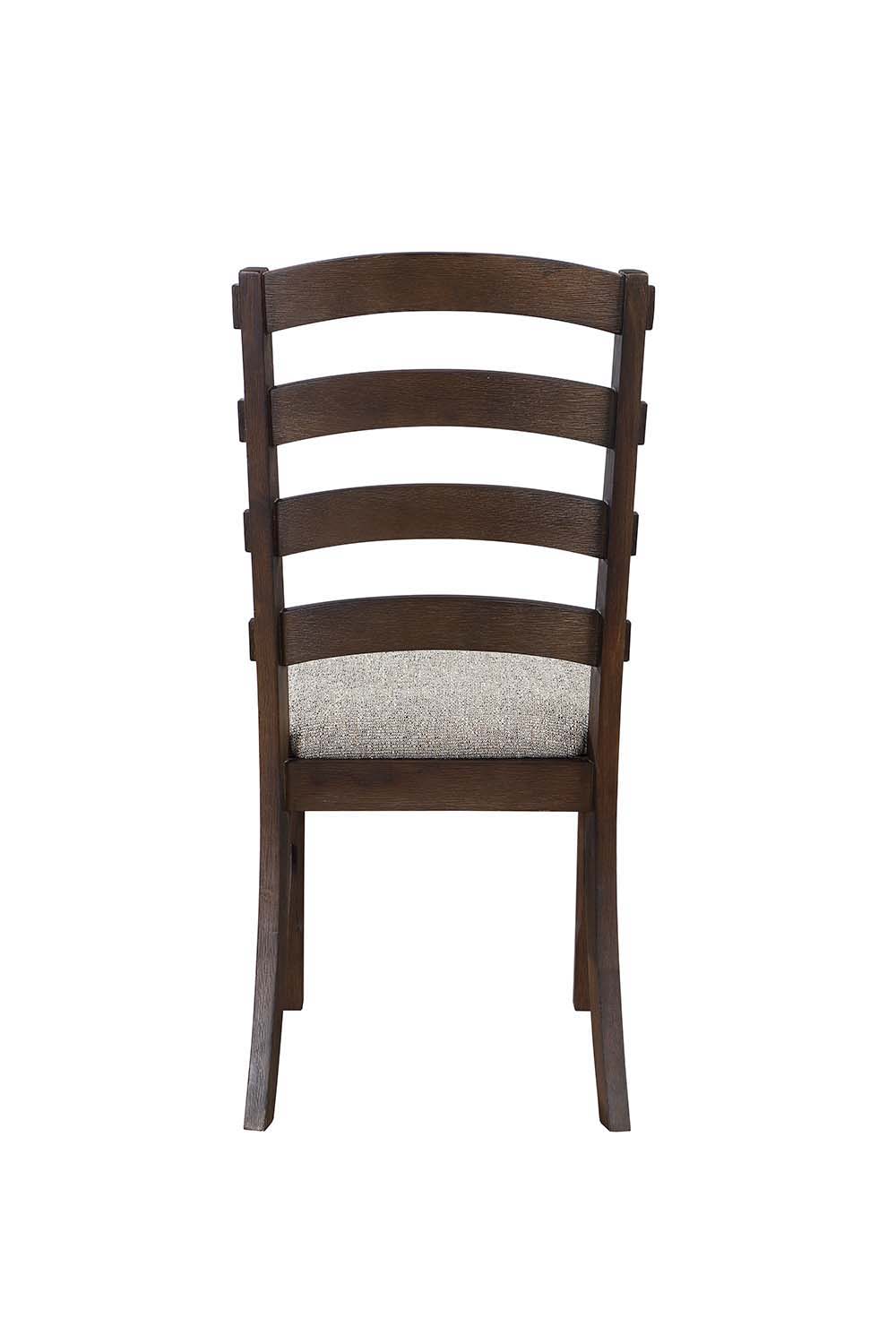 ACME Pascaline - Side Chair (Set of 2) - Gray Fabric, Rustic Brown & Oak Finish | Meri Furniture