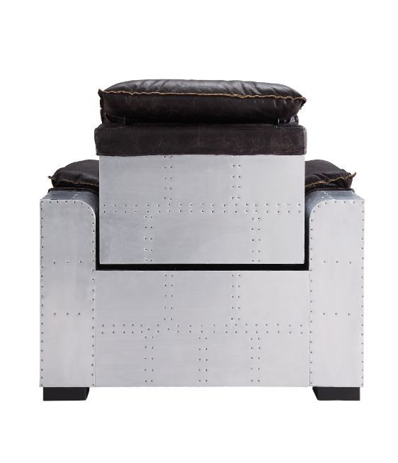 Misezon - Power Motion Recliner - Dark Top Grain Brown Leather & Aluminum