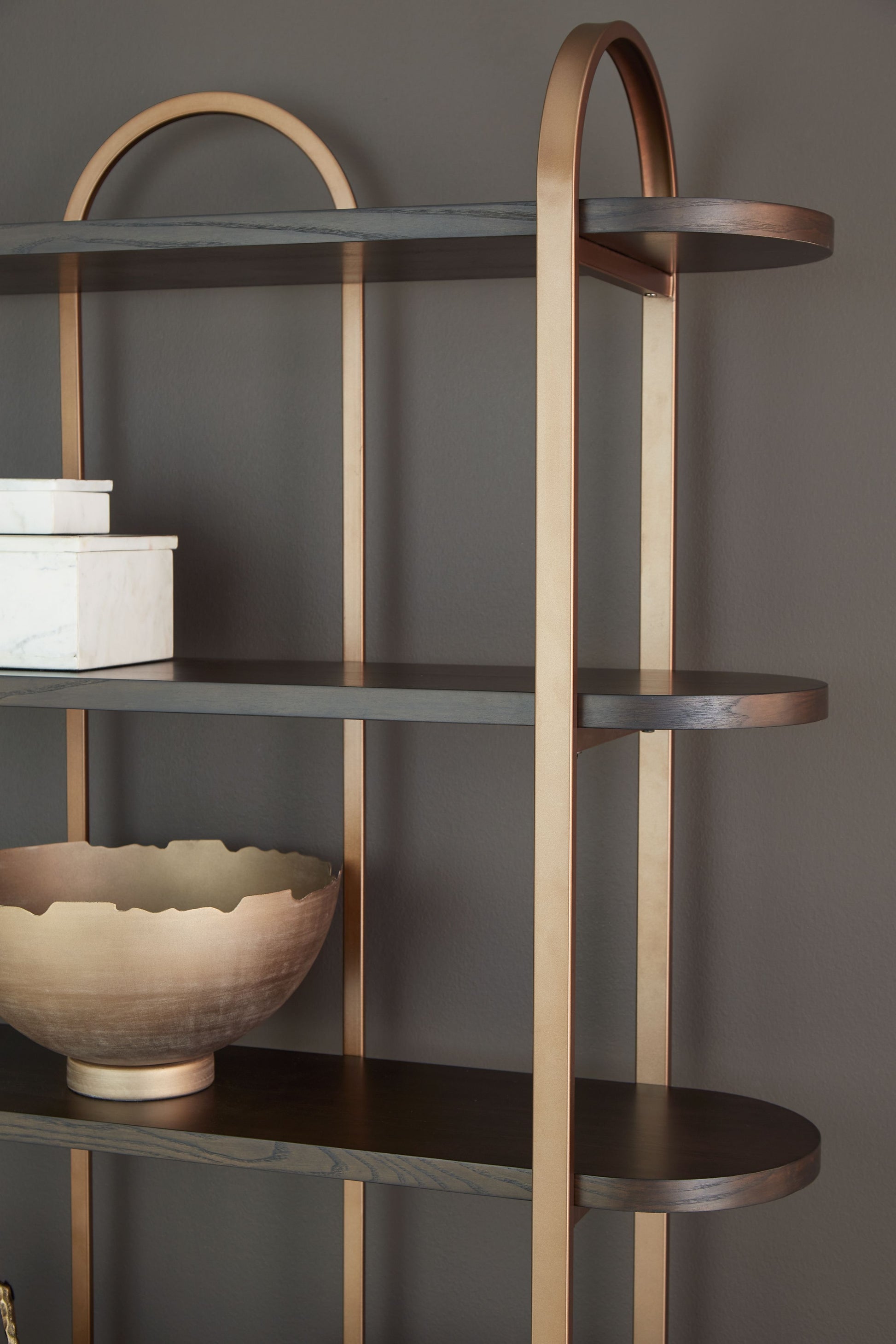 Signature Design by Ashley® Brentmour - Brown / Gold Finish - Bookcase | Meri Furniture