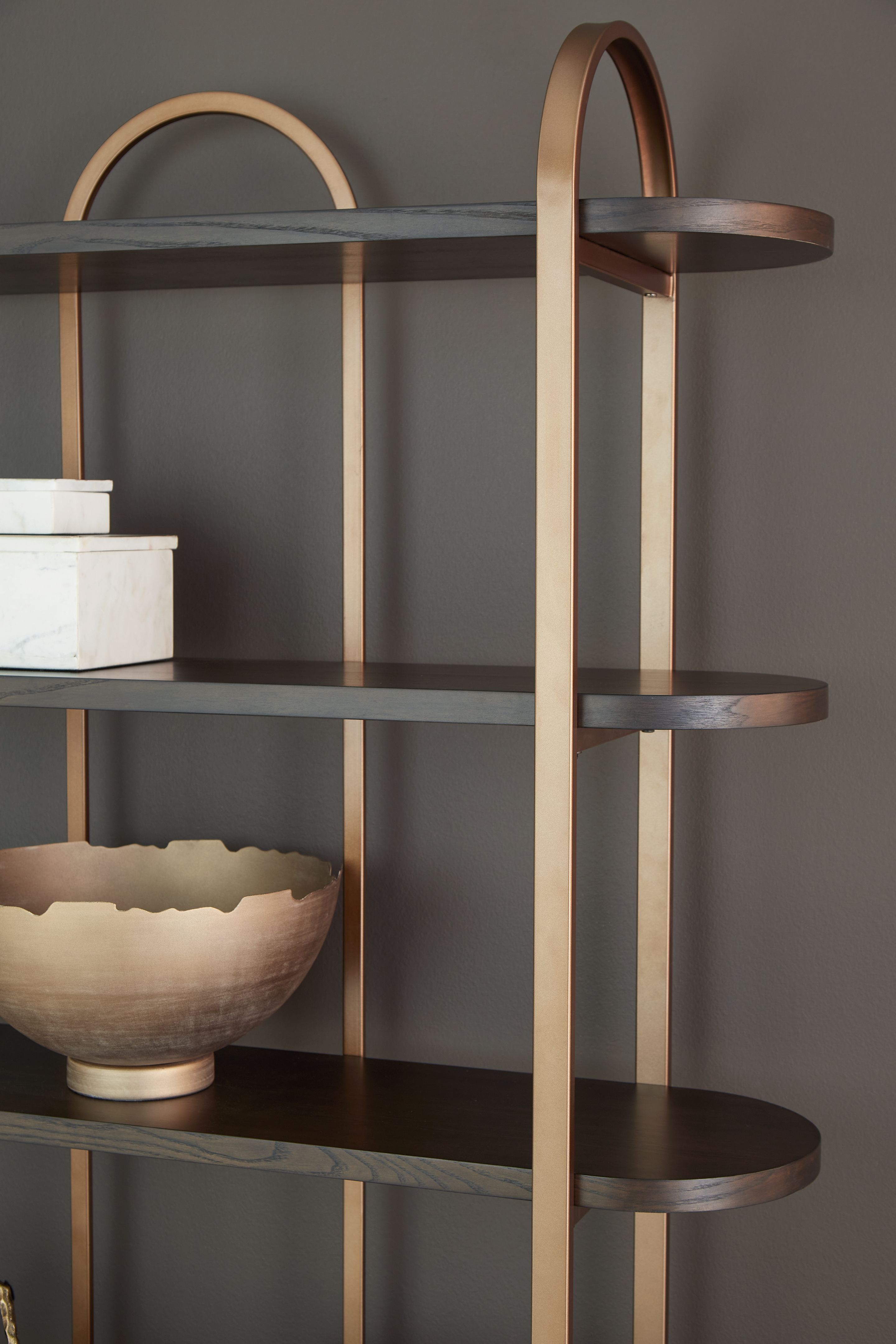 Signature Design by Ashley® Brentmour - Brown / Gold Finish - Bookcase | Meri Furniture