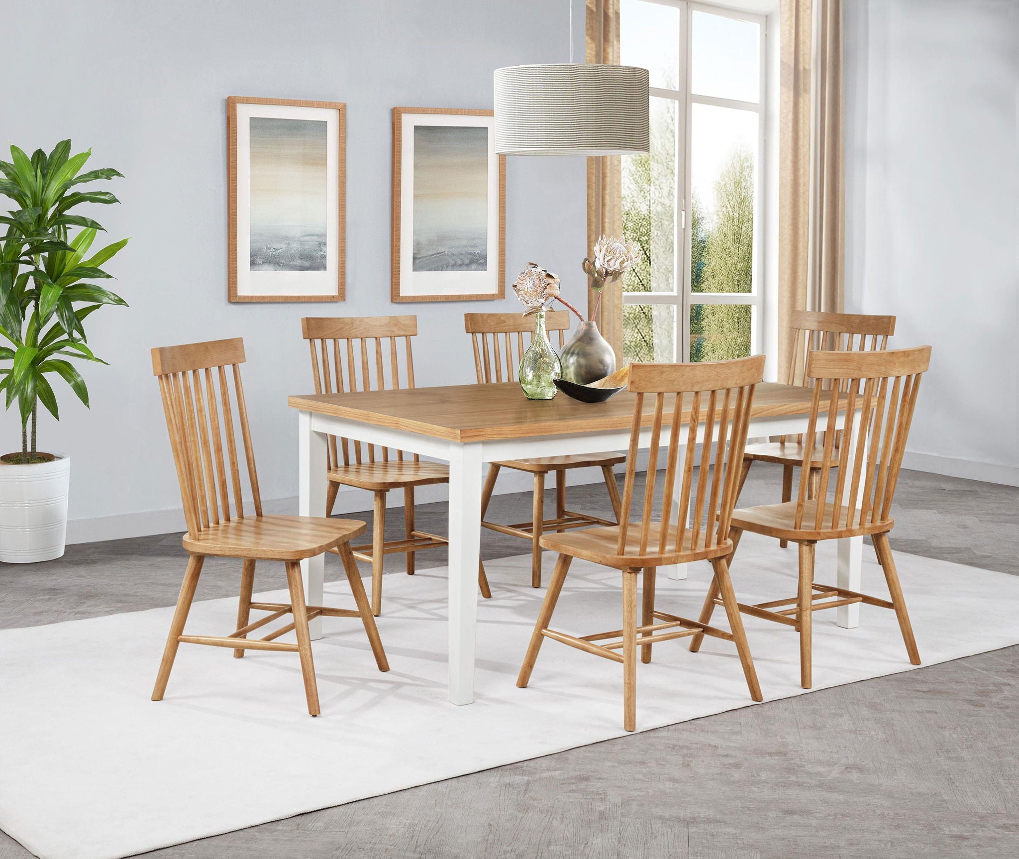 Andrews Windsor Spindle Back Dining Side Chair Light Ash (Set of 2)