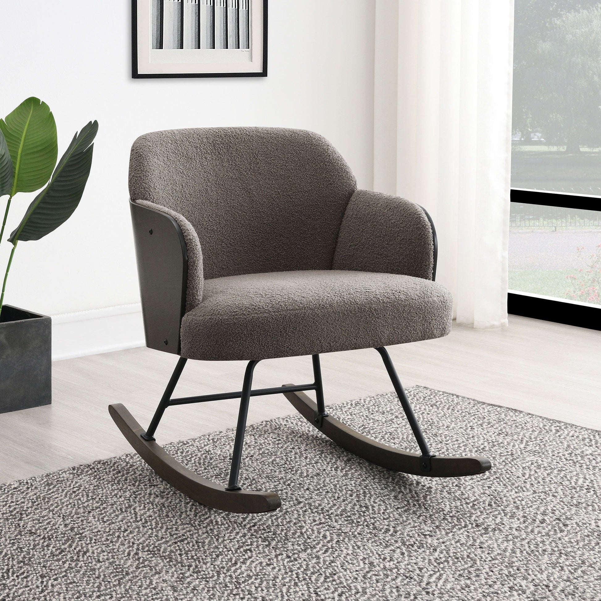 Coaster Fine Furniture Paige - Boucle Upholstered Mid Back Rocking Chair | Meri Furniture