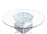 ACME Noralie - Dining Table - Clear Glass, Mirrored & Faux Diamonds - 30" | Meri Furniture