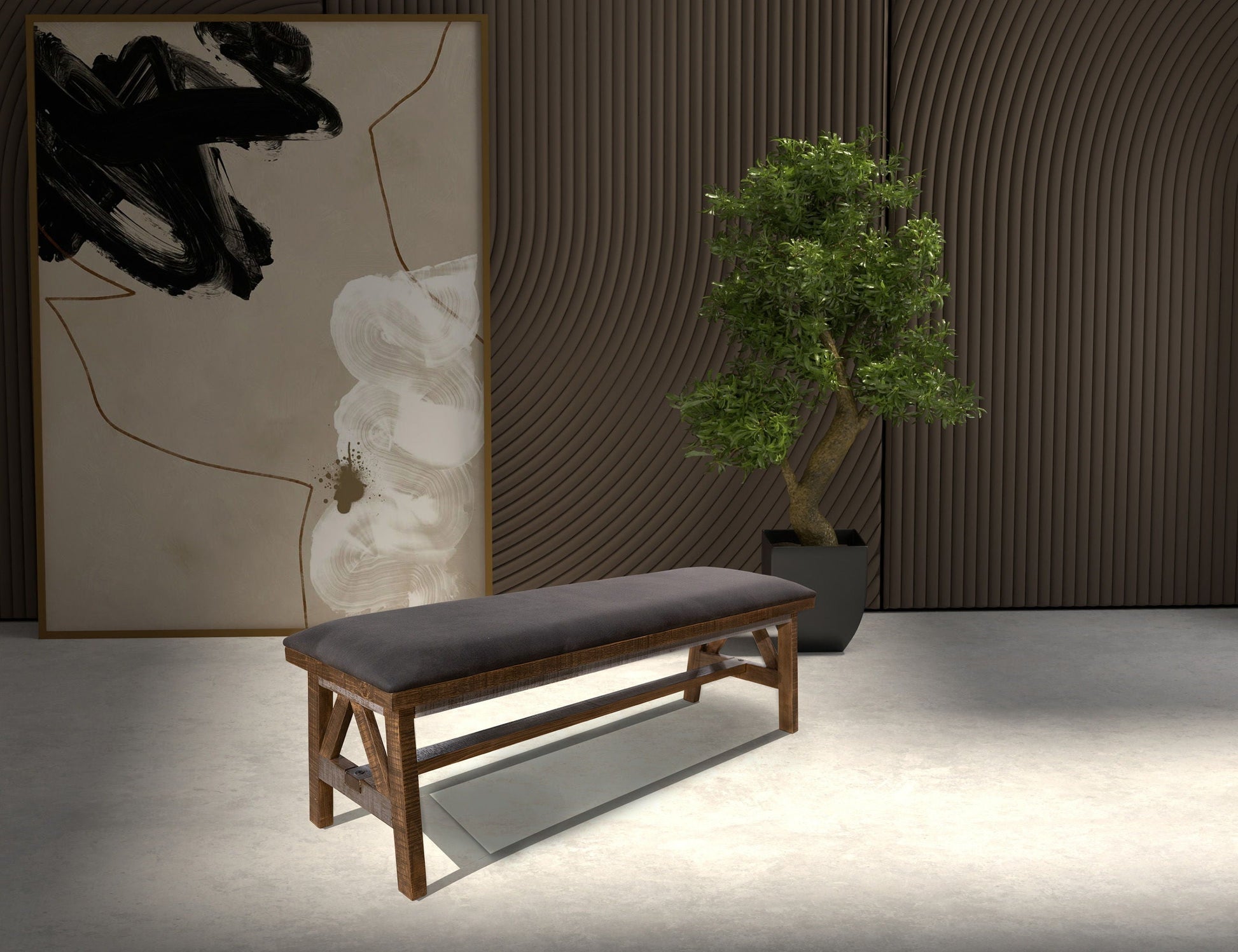 International Furniture Direct Loft Brown - Bench - Gray / Brown | Meri Furniture