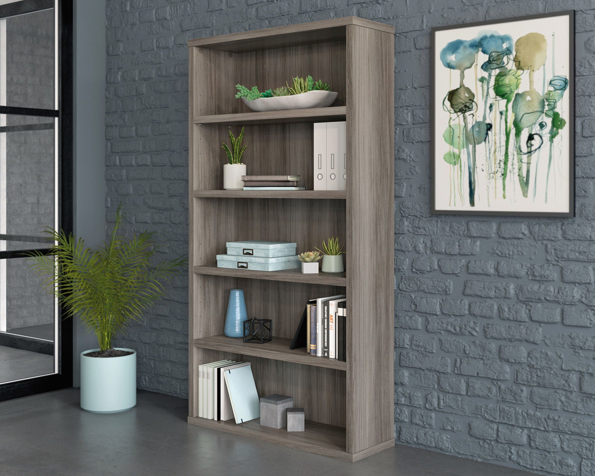 5-Shelf Commercial Bookcase in Hudson Elm