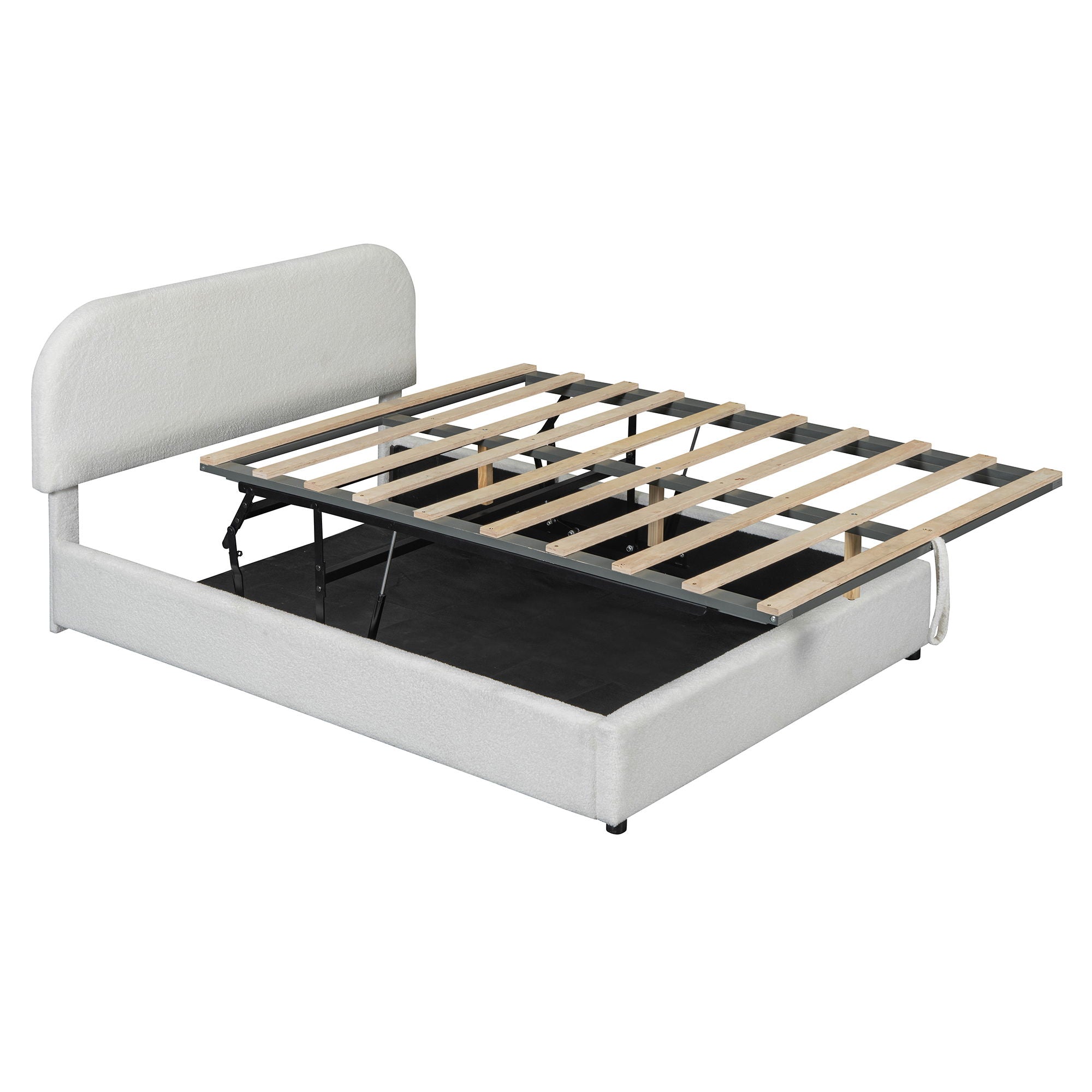 Upholstered Platform Bed With Hydraulic Storage System
