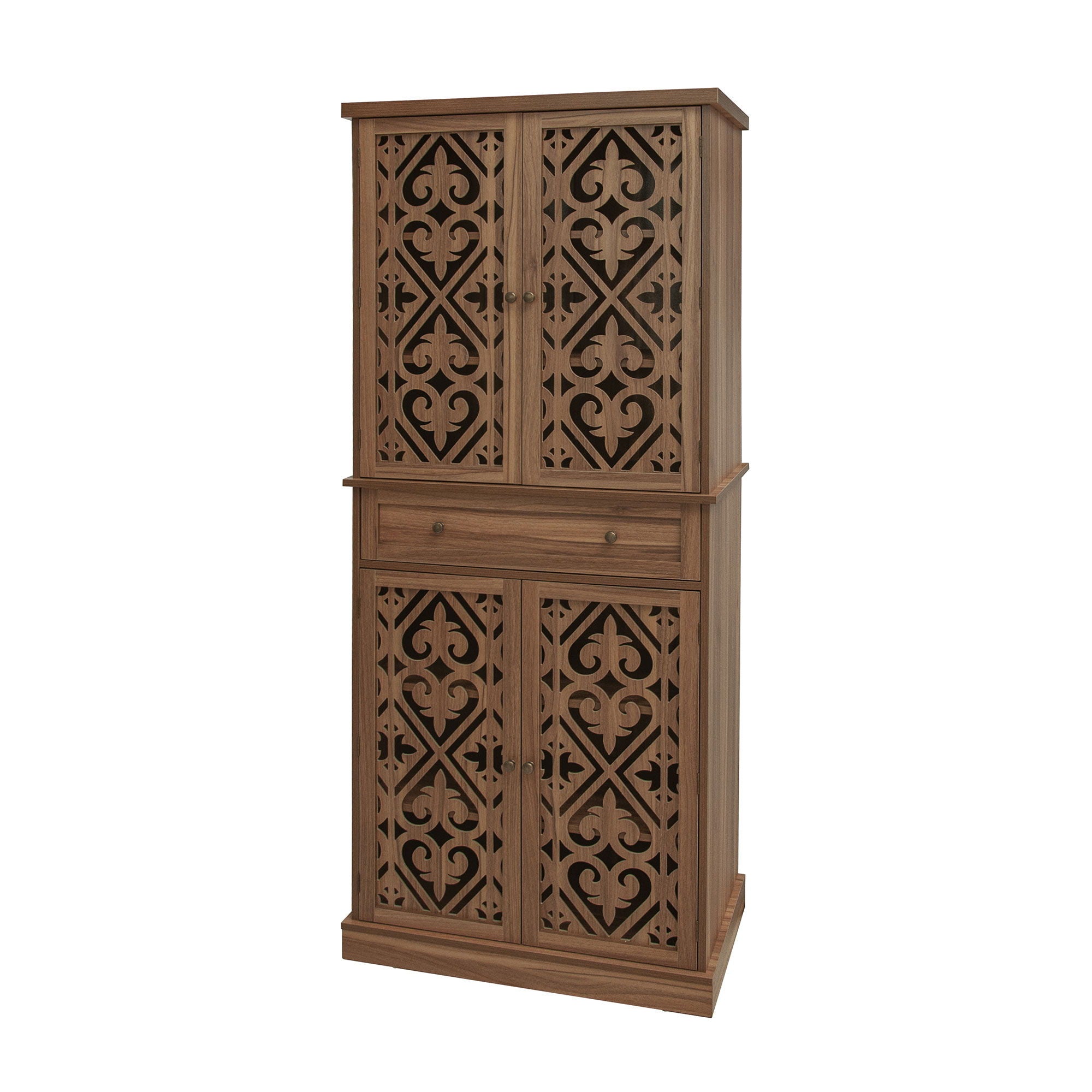 4 Door Cabinet With 1 Drawer, With 4 Adjustable Inner Shelves, Storage Cabinet