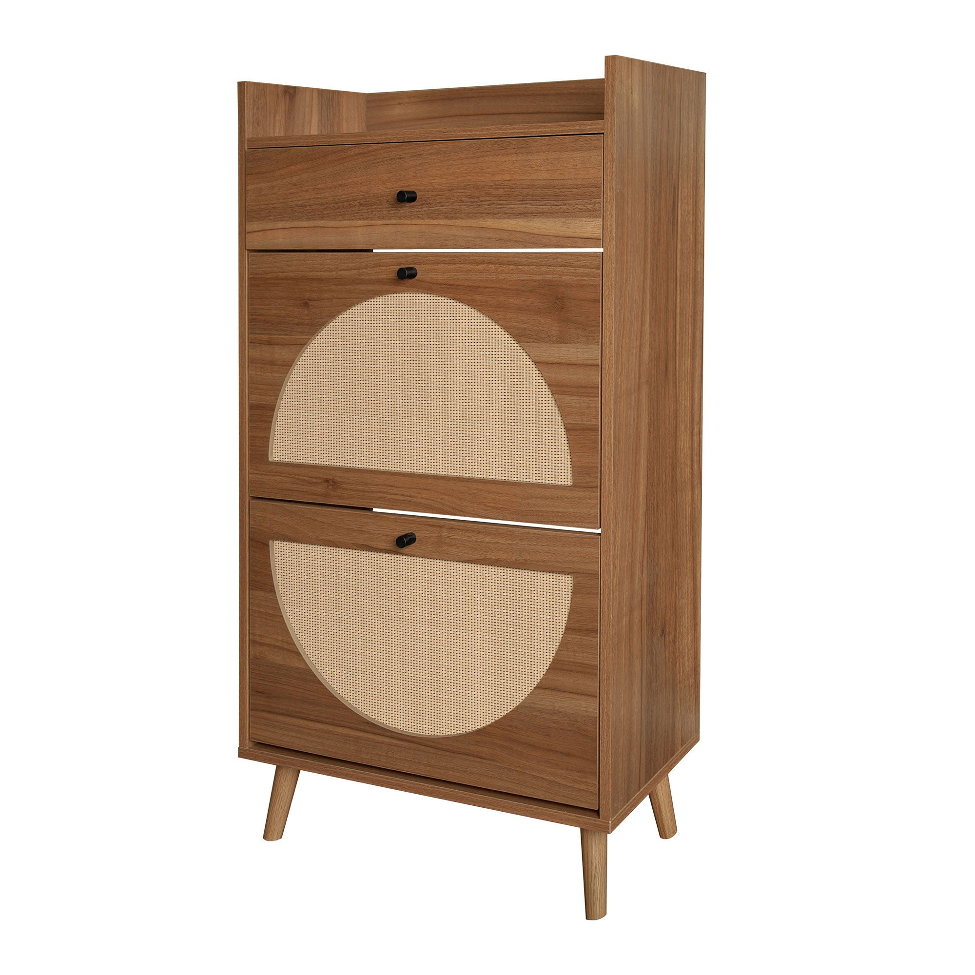 Allen - Rattan 2 Door 1 Drawer Cabinet Shoe Rack For Entrance