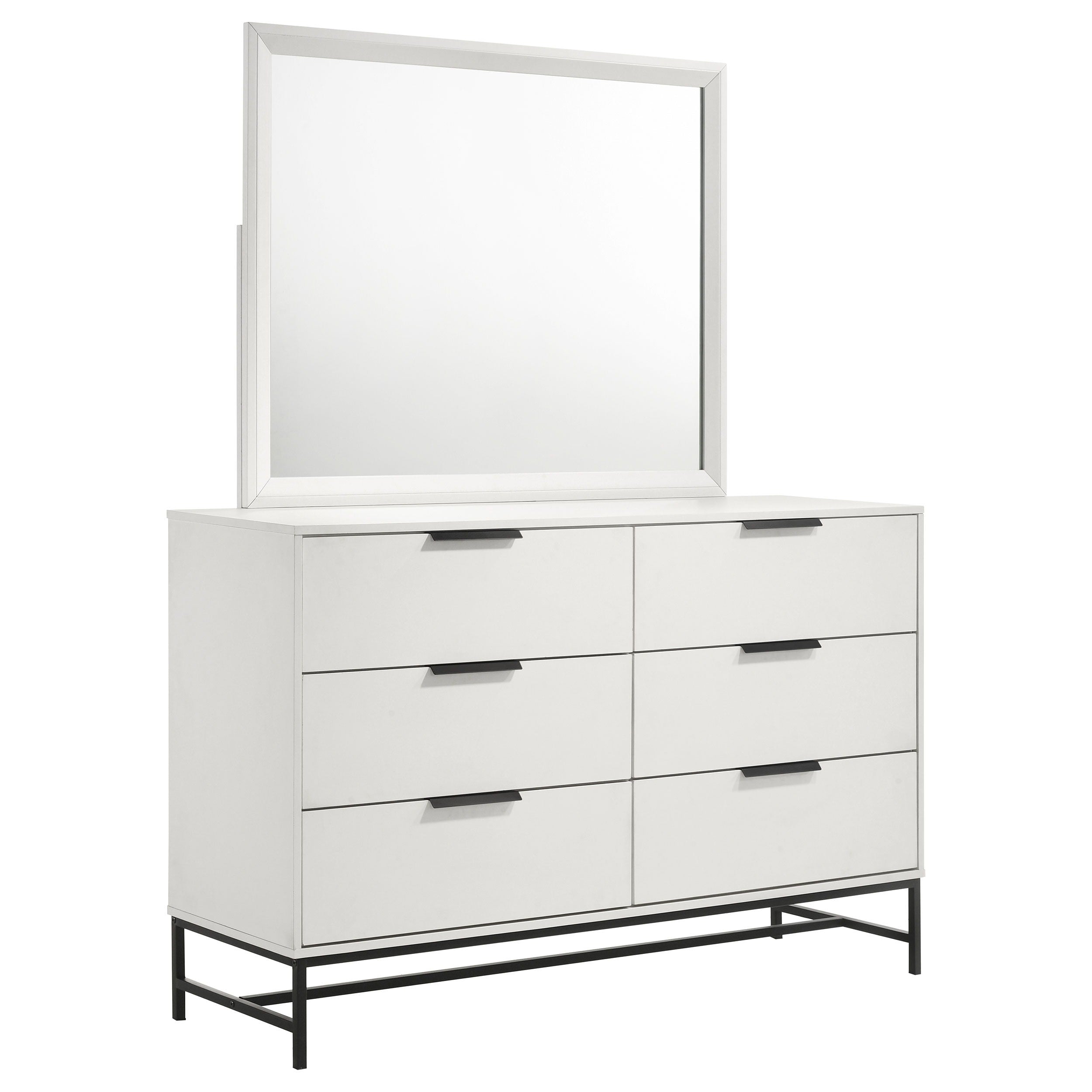 Coaster Fine Furniture Sonora - 6-Drawer Dresser With Mirror - White | Meri Furniture