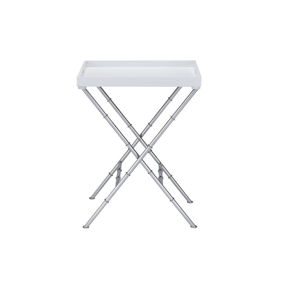 Forget the normal folding tray, go big style with the Lajos tray table. This tray table features chrome bamboo inspired legs and also offered in several different combinations. It is sure to be an entertainment option, might as well get 4 of them.