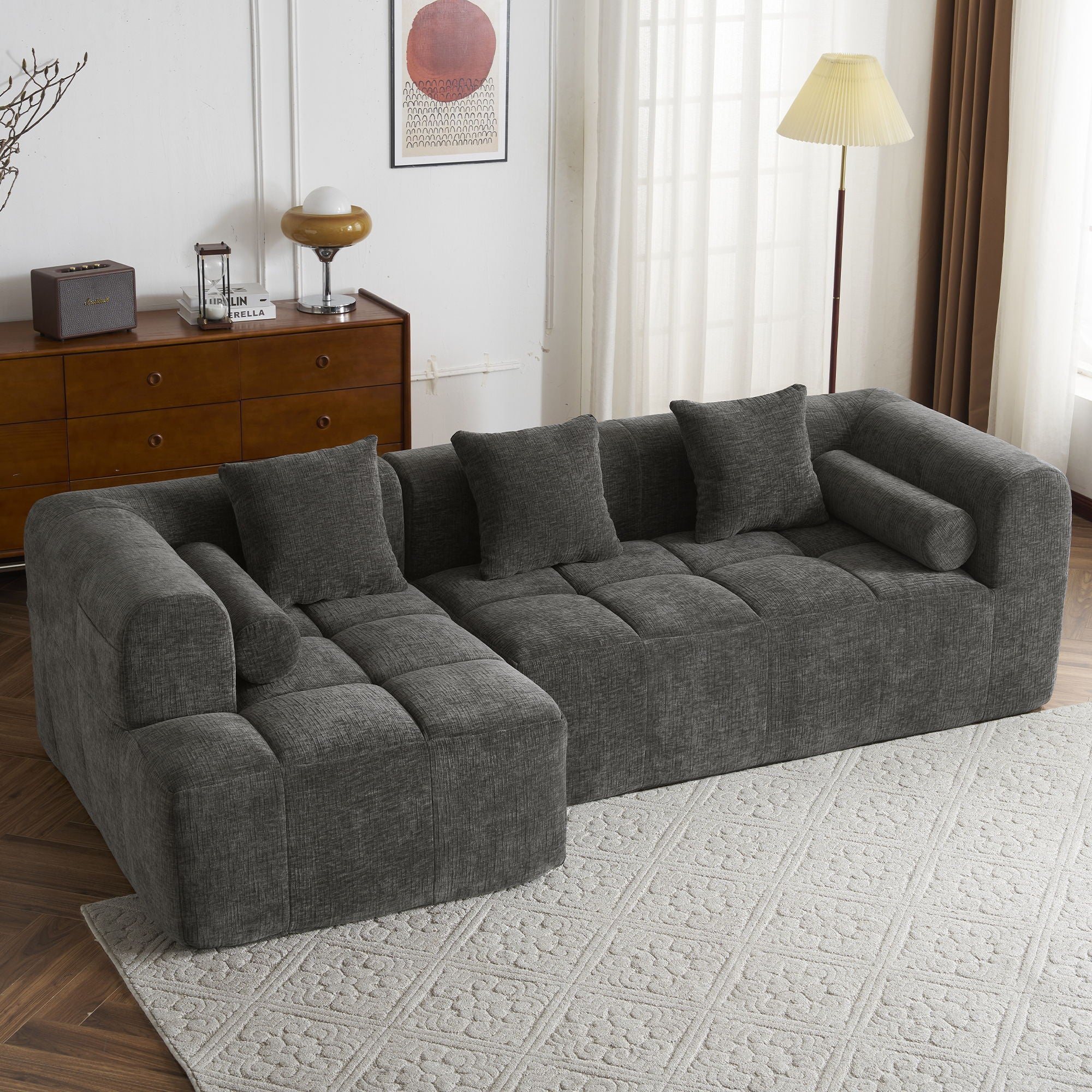 Sectional Free Combined Sofa With 2 Side Pockets