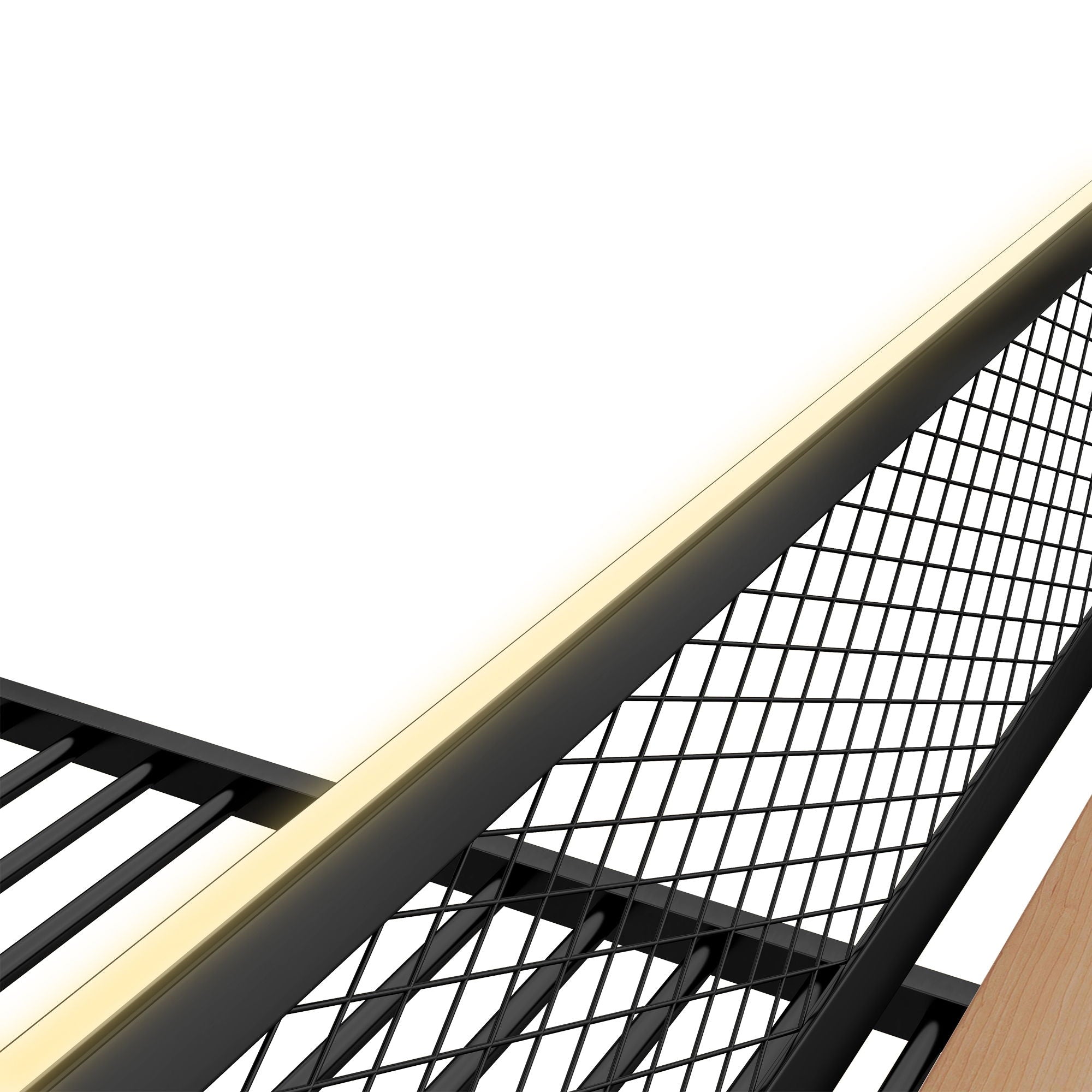 Full Size Bunk Bed With Built In Desk, Light, And 2 Drawers - Black