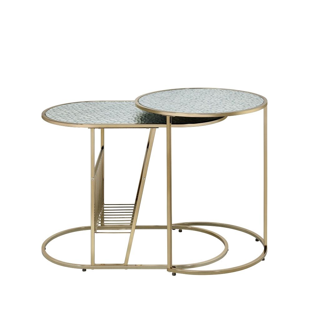 ACME Kesha - Nesting Table Set - Gold | Meri Furniture