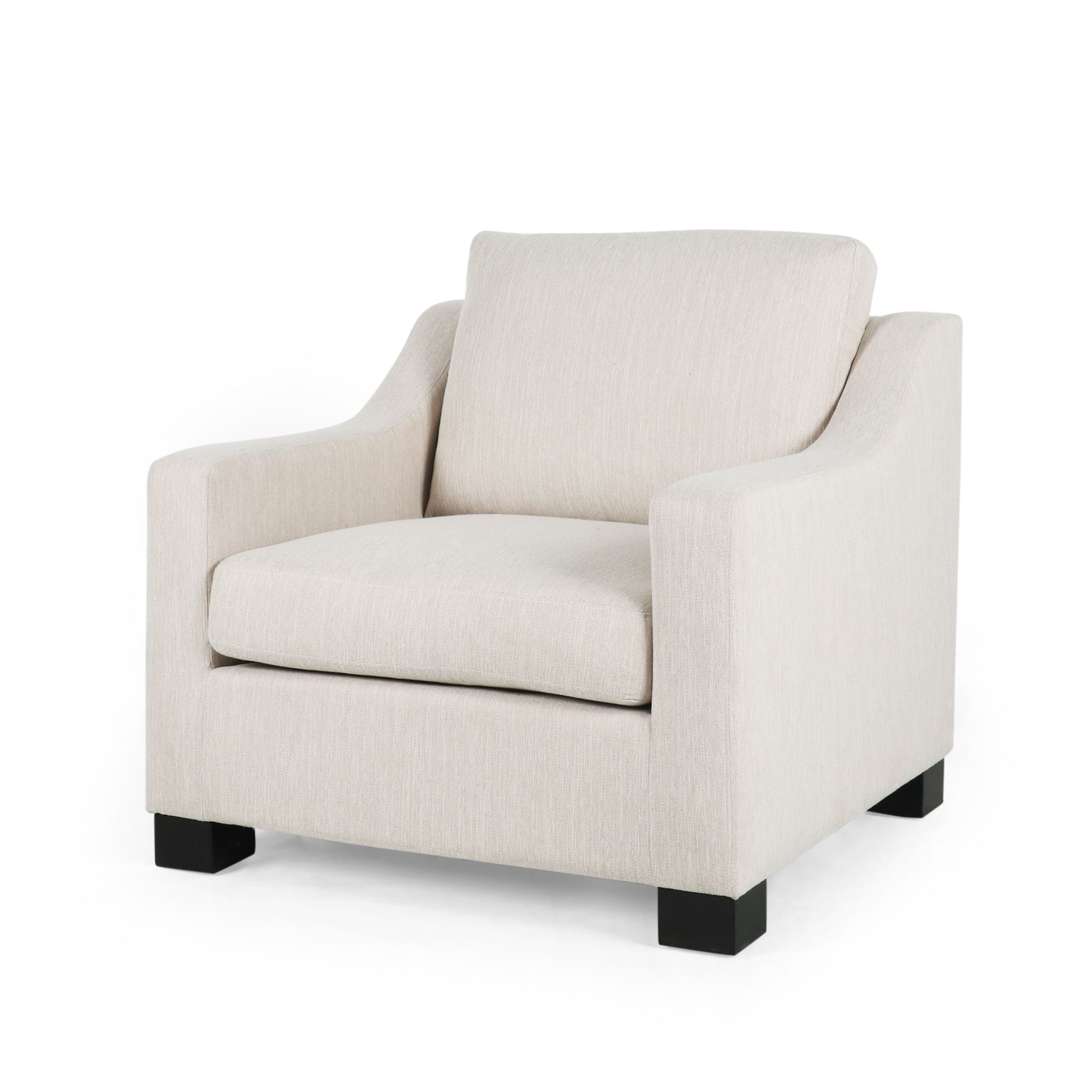 Nightowl - Upholstered Club Chair With Sloped Arms And Wood Legs - Beige