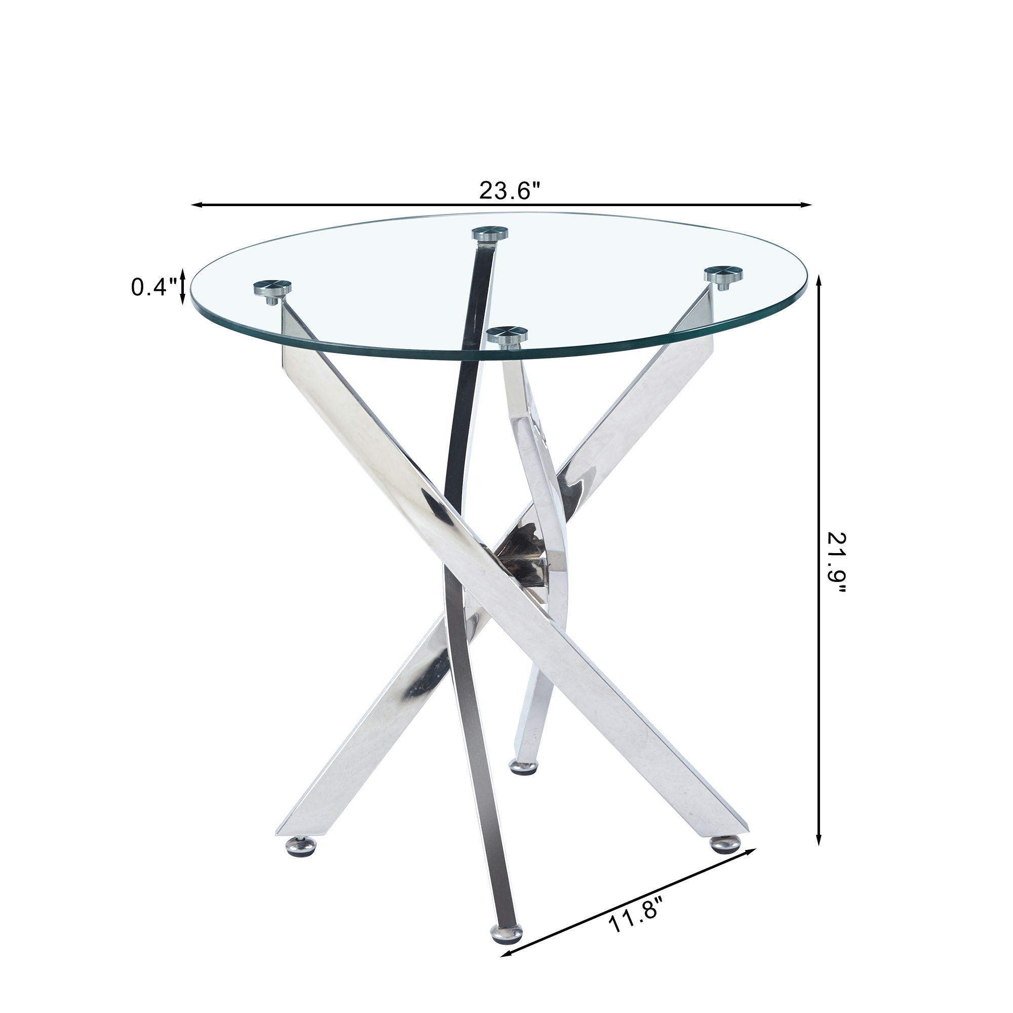Modern Round Tempered Glass Table With Chrome Legs